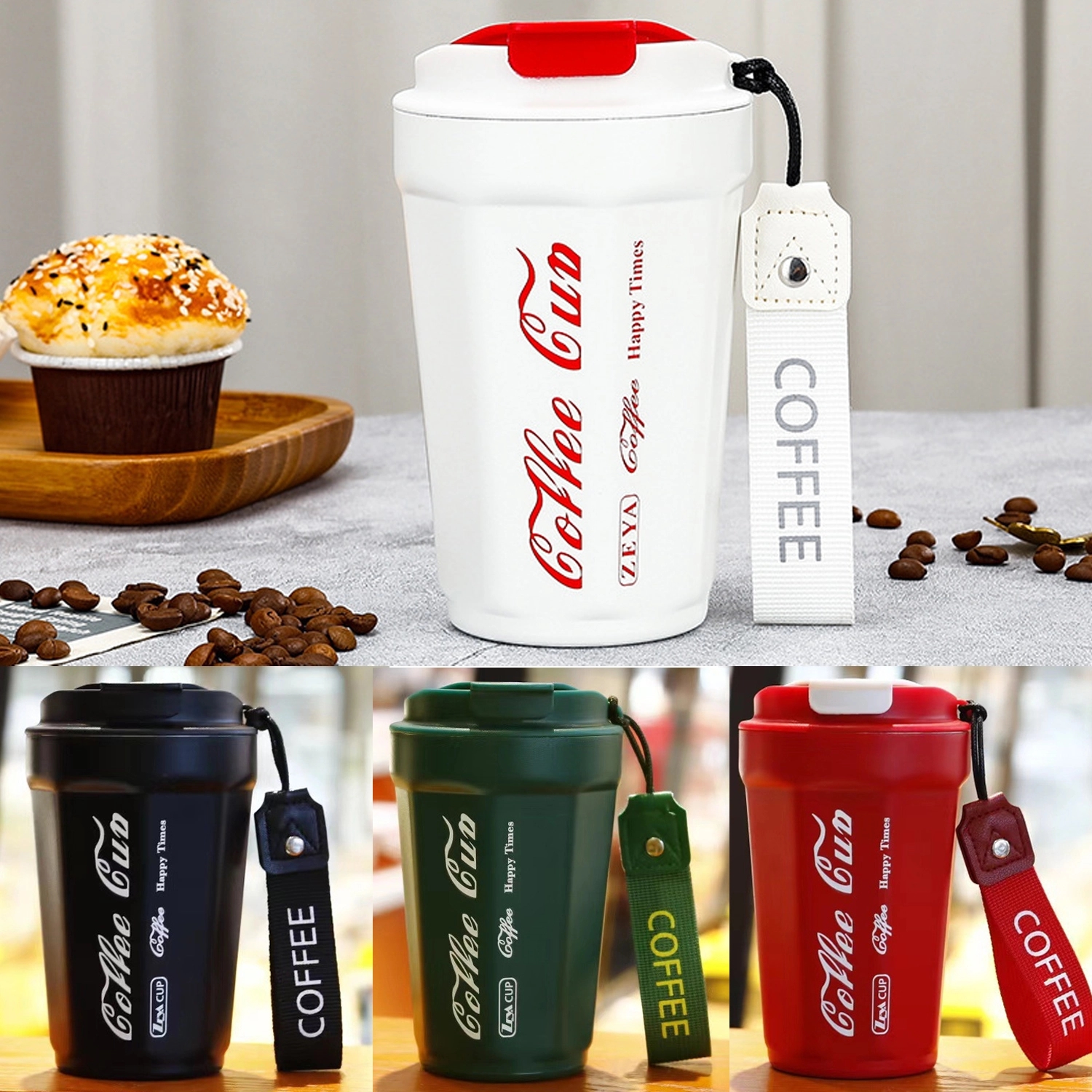 14Oz Stainless Steel Insulated Mug With Lanyard 2