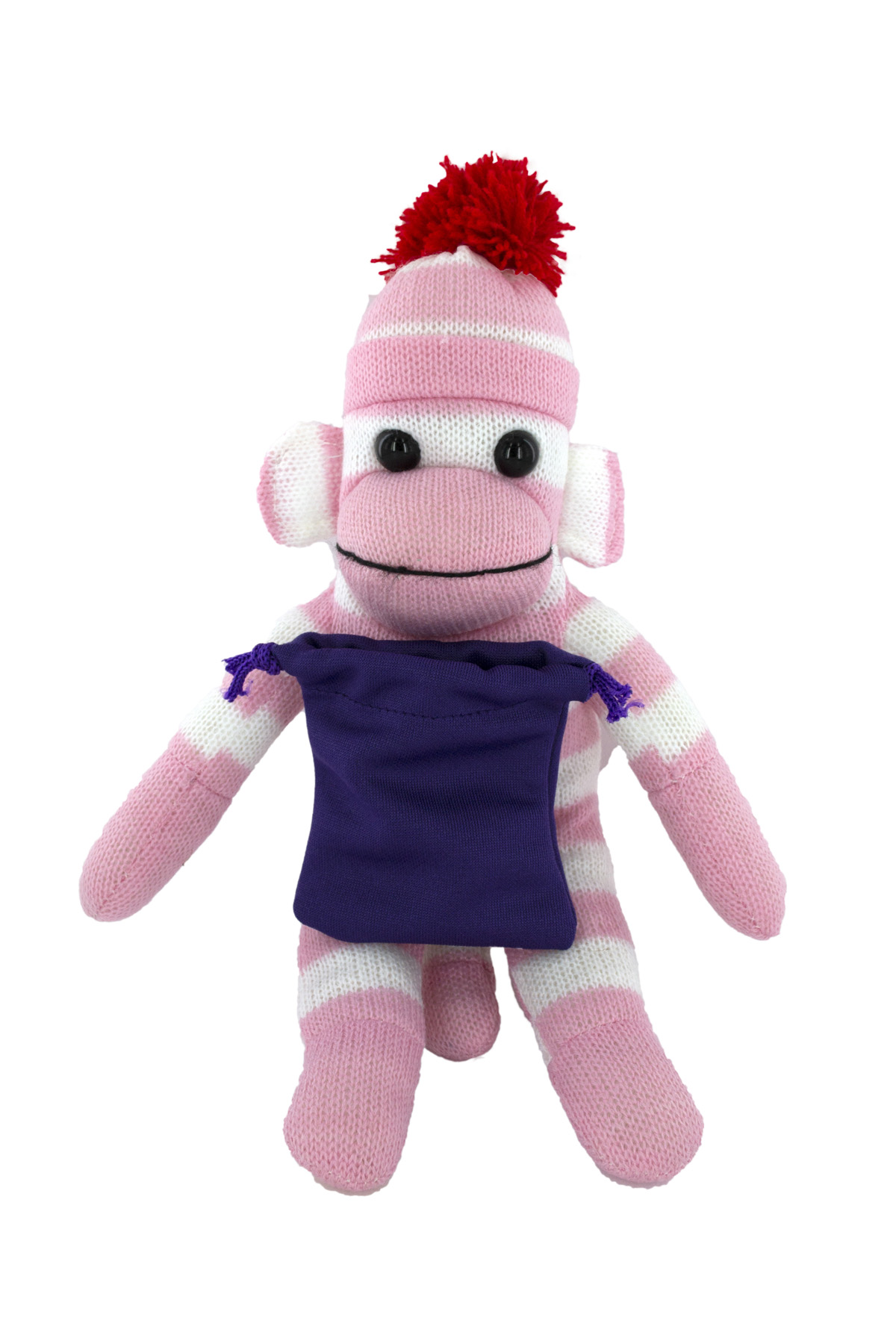 soft plush Pink Sock Monkey with gift card sack