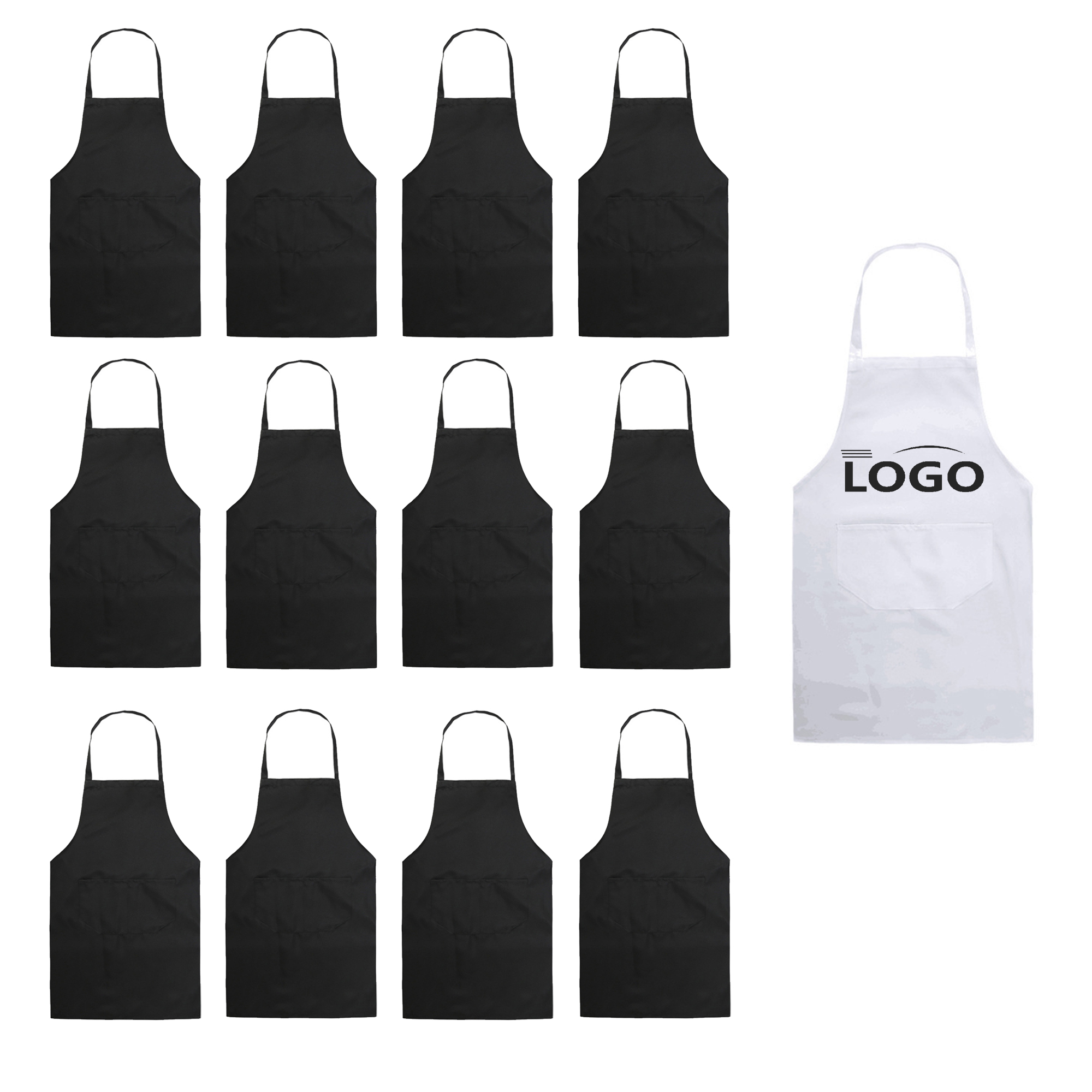 MOQ 100pcs Kitchen Polyester Apron With 2 Pockets 4