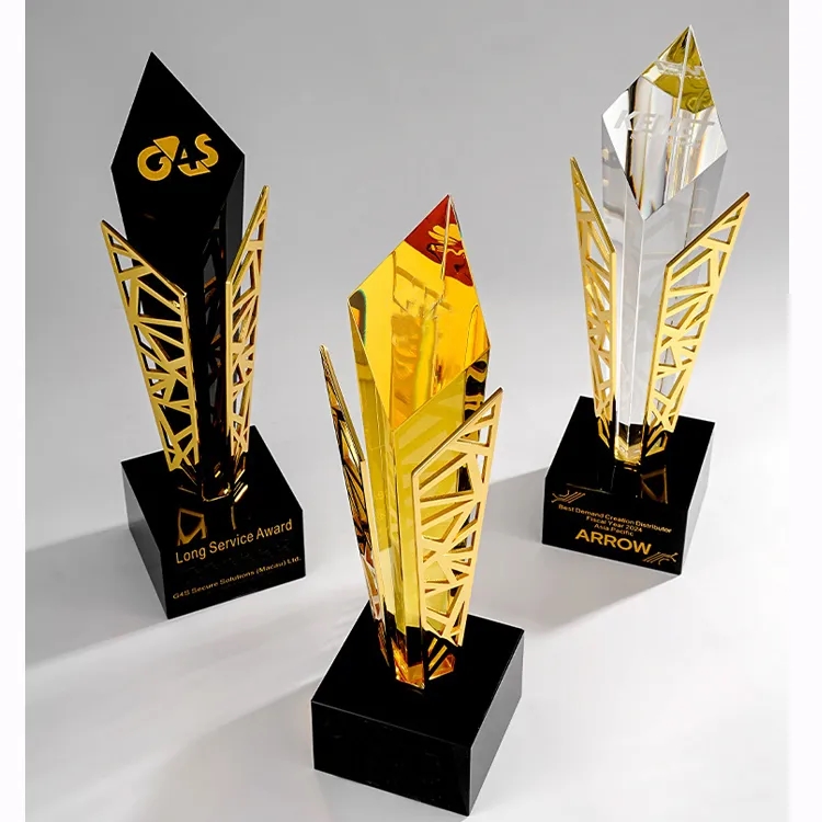 Luxury Metal Gold Diamond Crystal Awards 4