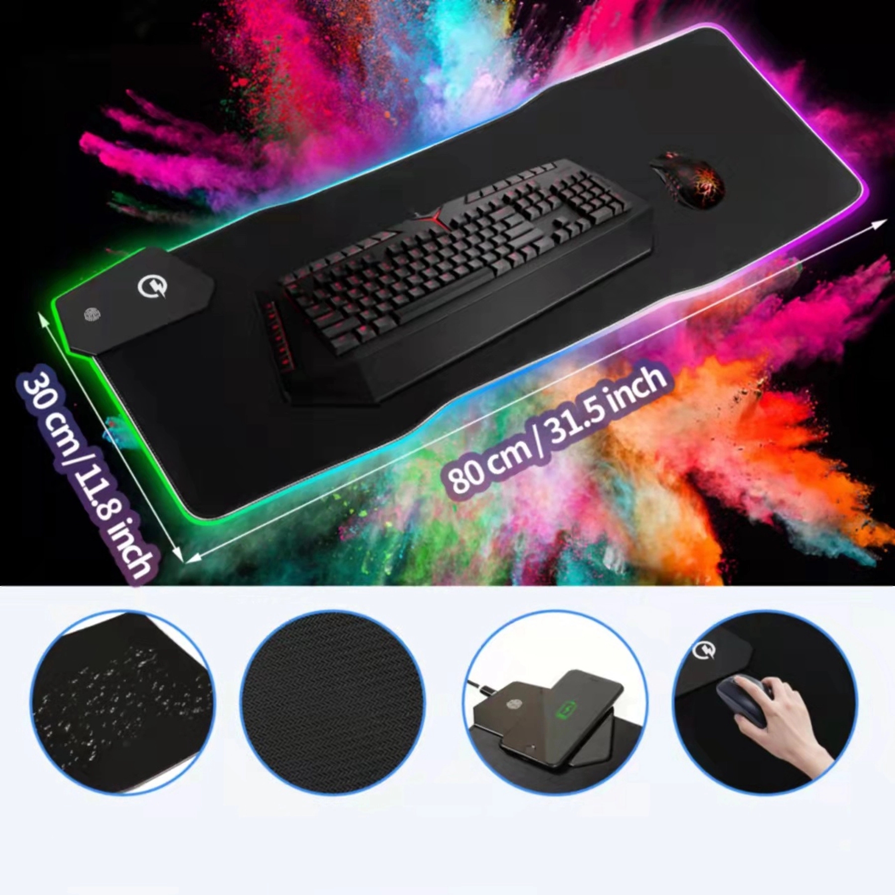 RGB Mouse Pad with 15W Wireless Charger 2