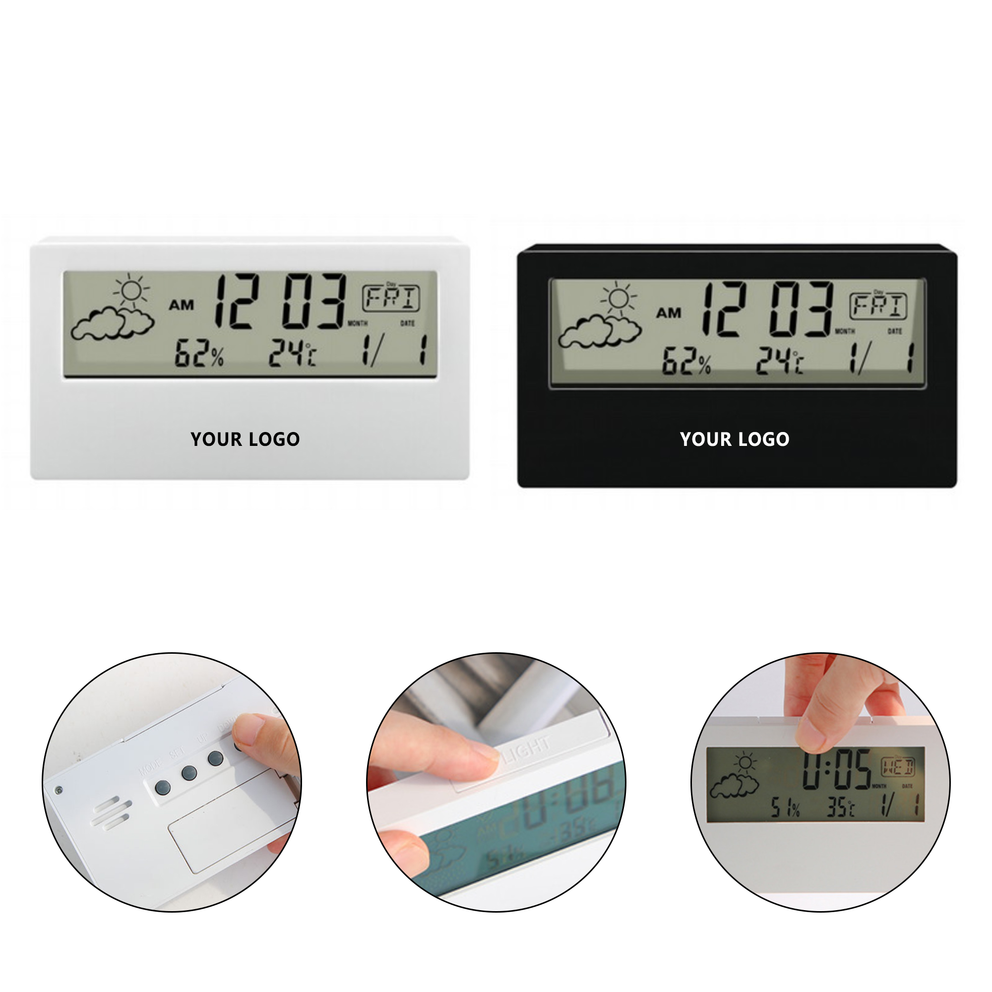 Alarm Clock With Temperature Humidity Display 2