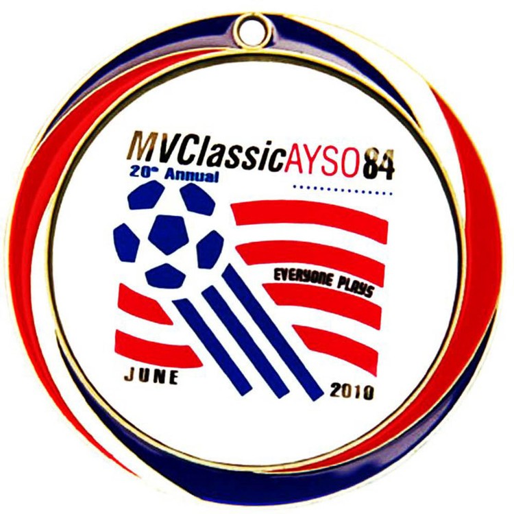 Express Vibraprint™ Red, White & Blue Insert Medal with swirl design (2-1/2") 1