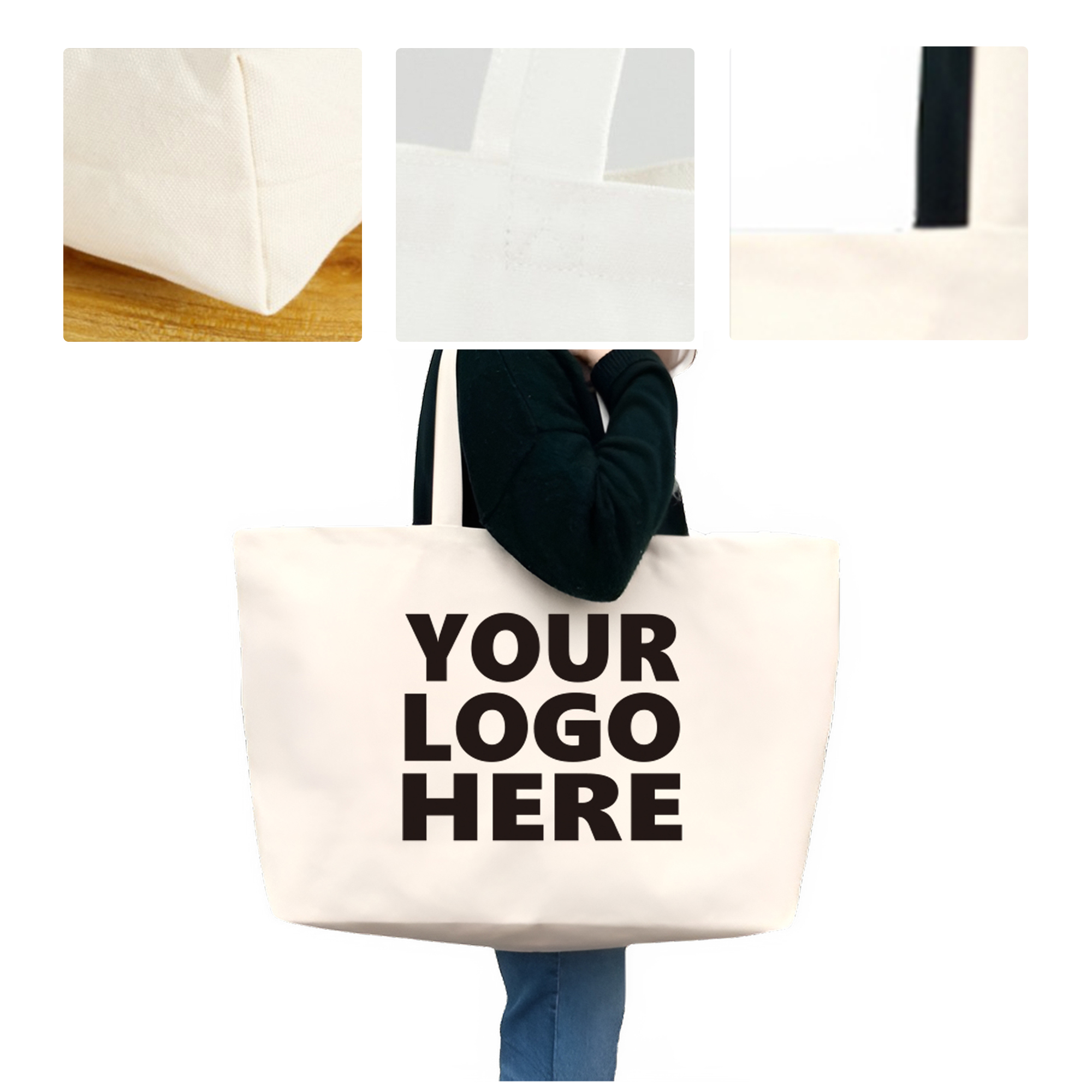 MOQ50 Personalized Extra Large Canvas Tote Bag, custom tote bag with logo imprint 2