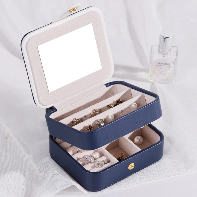 Custom Travel Multi-Layer Jewelry Organizer Box with Mirror 7