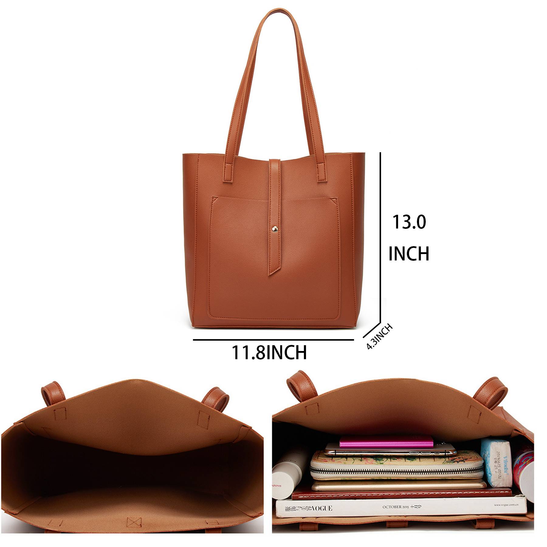 PU Simple solid color tote bag for women, custom tote bag with logo imprint 6