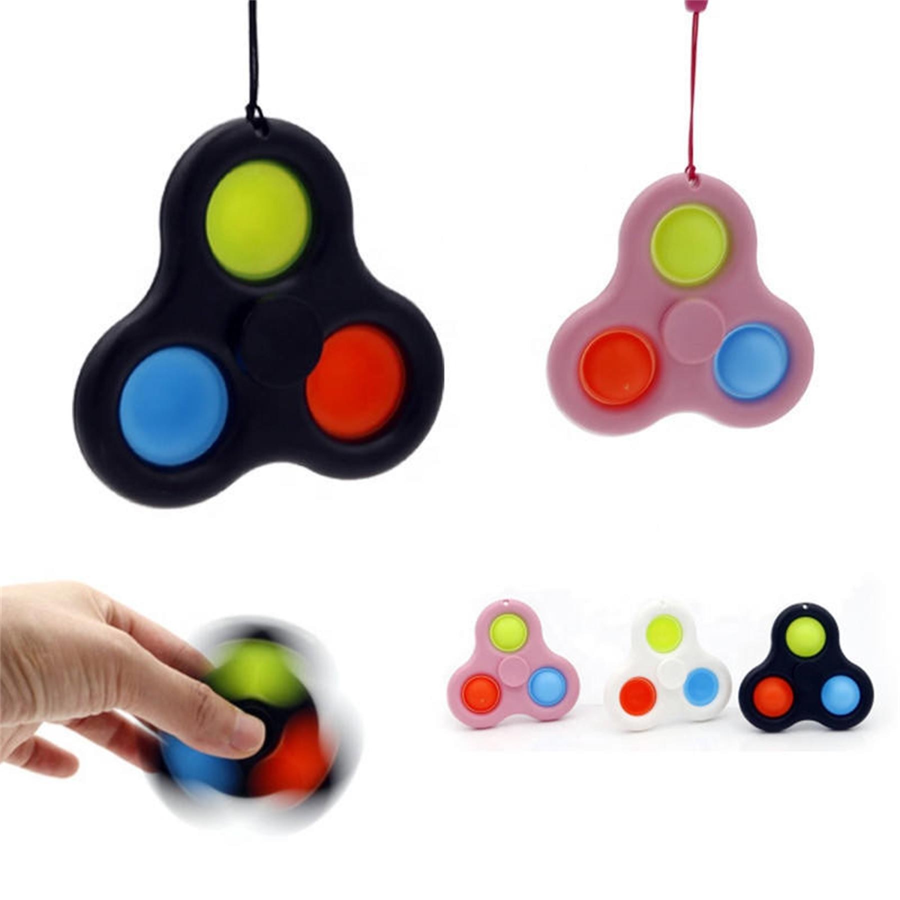 Silicone Three Dimple Fidget Spinner with Hanging Rope 6