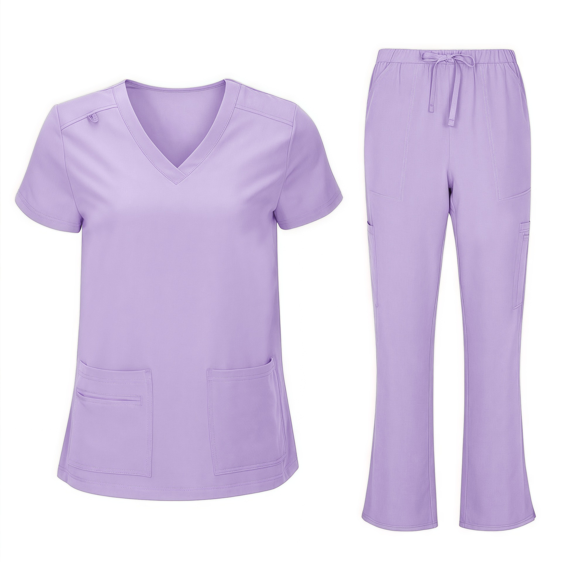 Women's Cool Stretch V-Neck Top and Cargo Pant Scrub Set 6