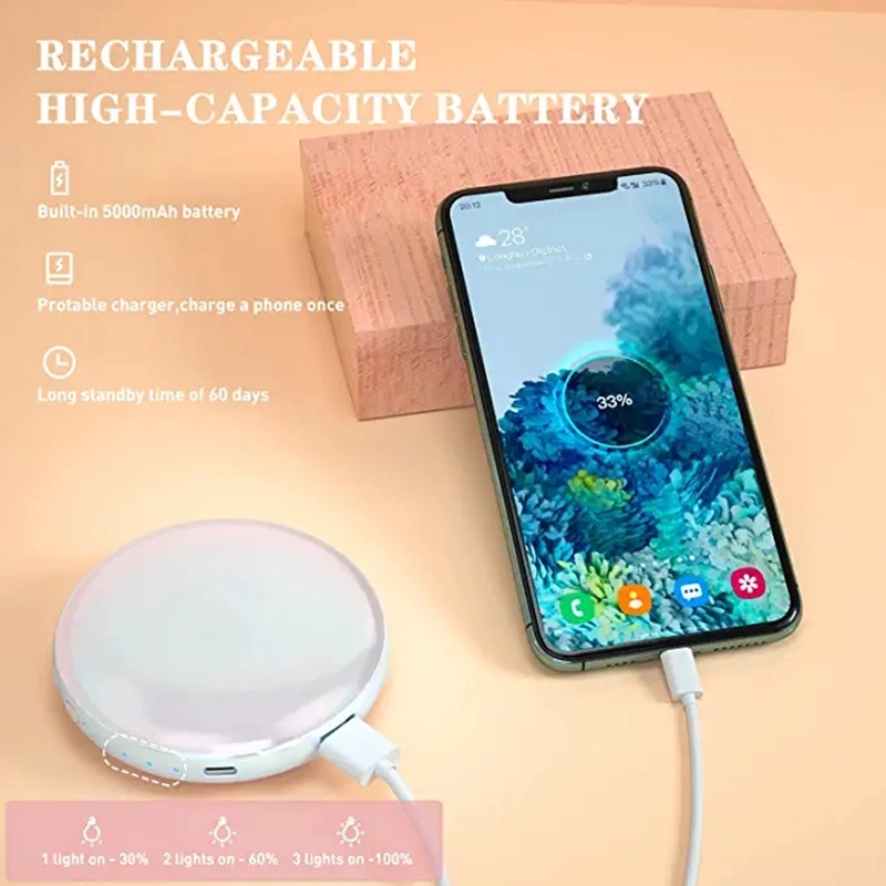 4 In 1 Power Bank Makeup Mirror With Lights 4