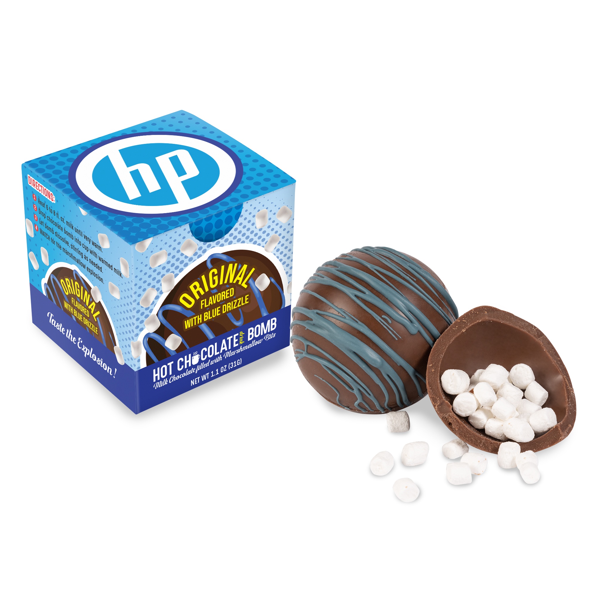 Blue Drizzle Hot Chocolate Bomb in Full Color Gift Box 2