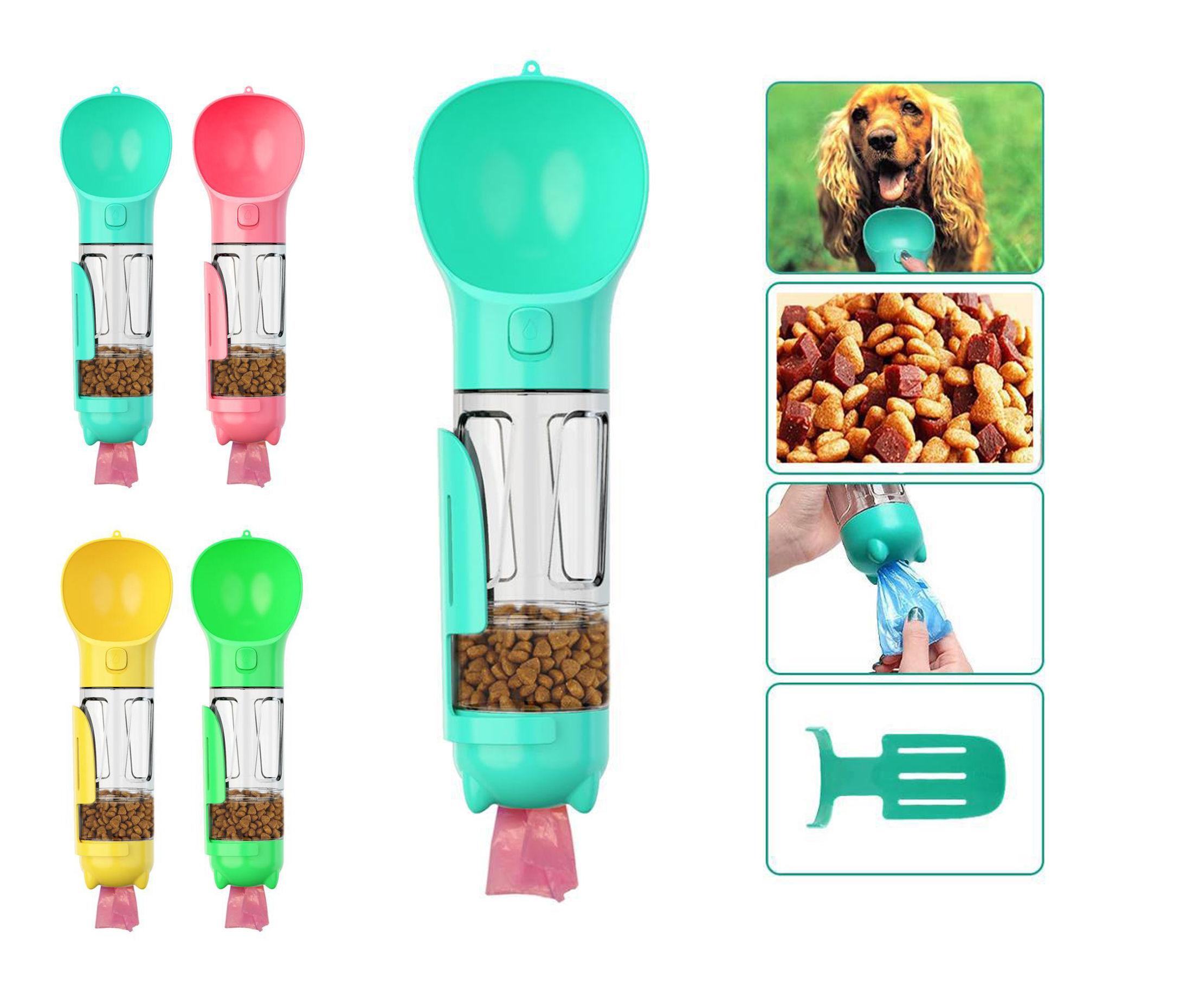 300ML Pet Water Bottle with Food Container And Poop Bag 2