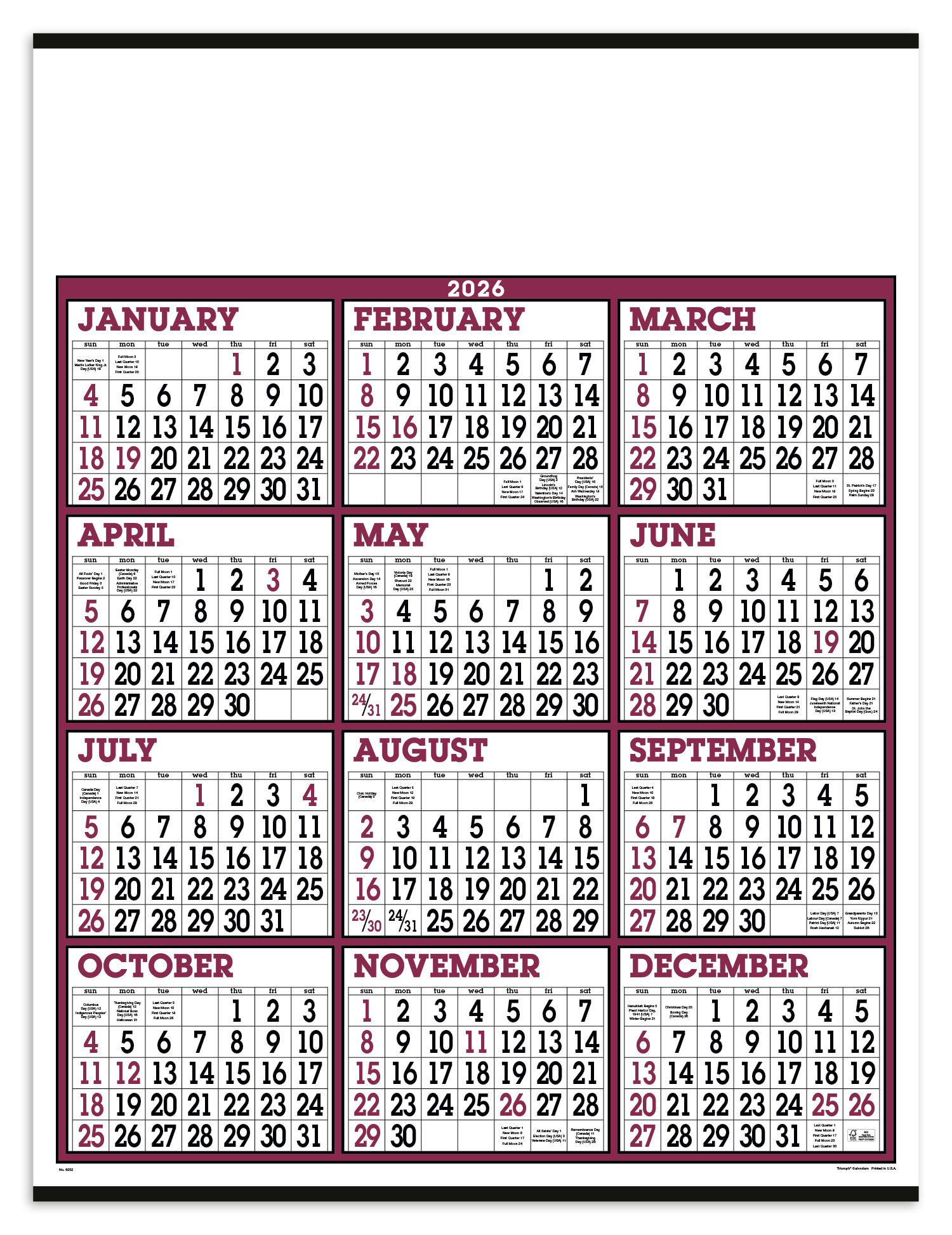 Triumph® Calendars Big Numbers Span-A-Year Calendar 3