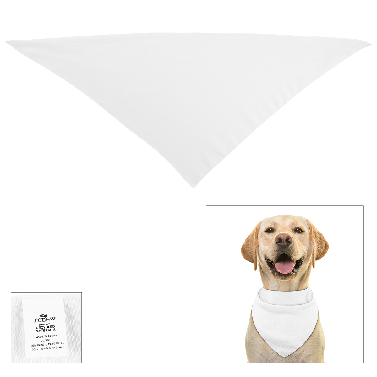 Full Color Large Triangle rPET Pet Bandana 2