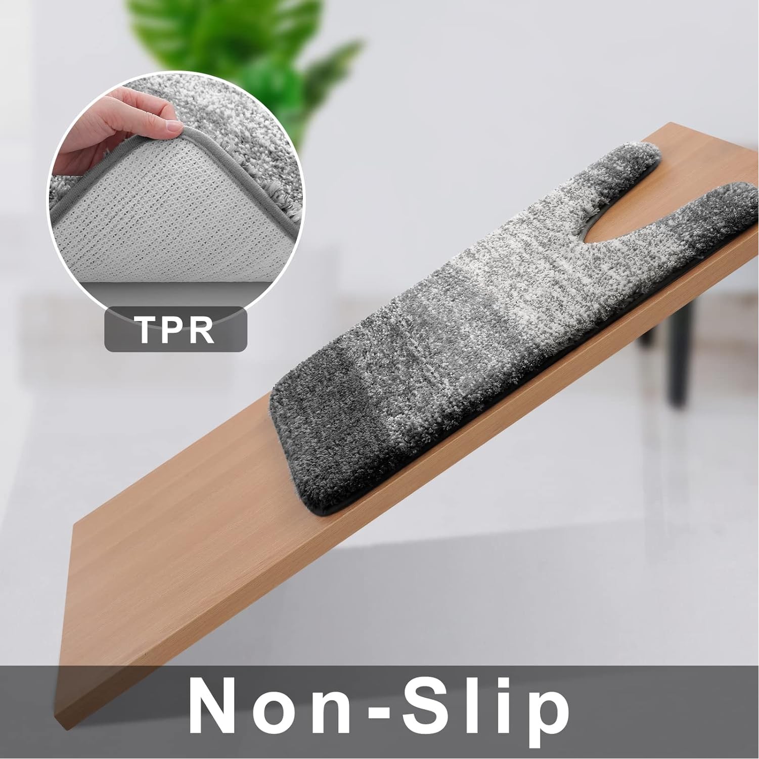 U-Shaped Microfiber Toilet Rug, Soft & Absorbent, Non-Slip, Machine Washable 4