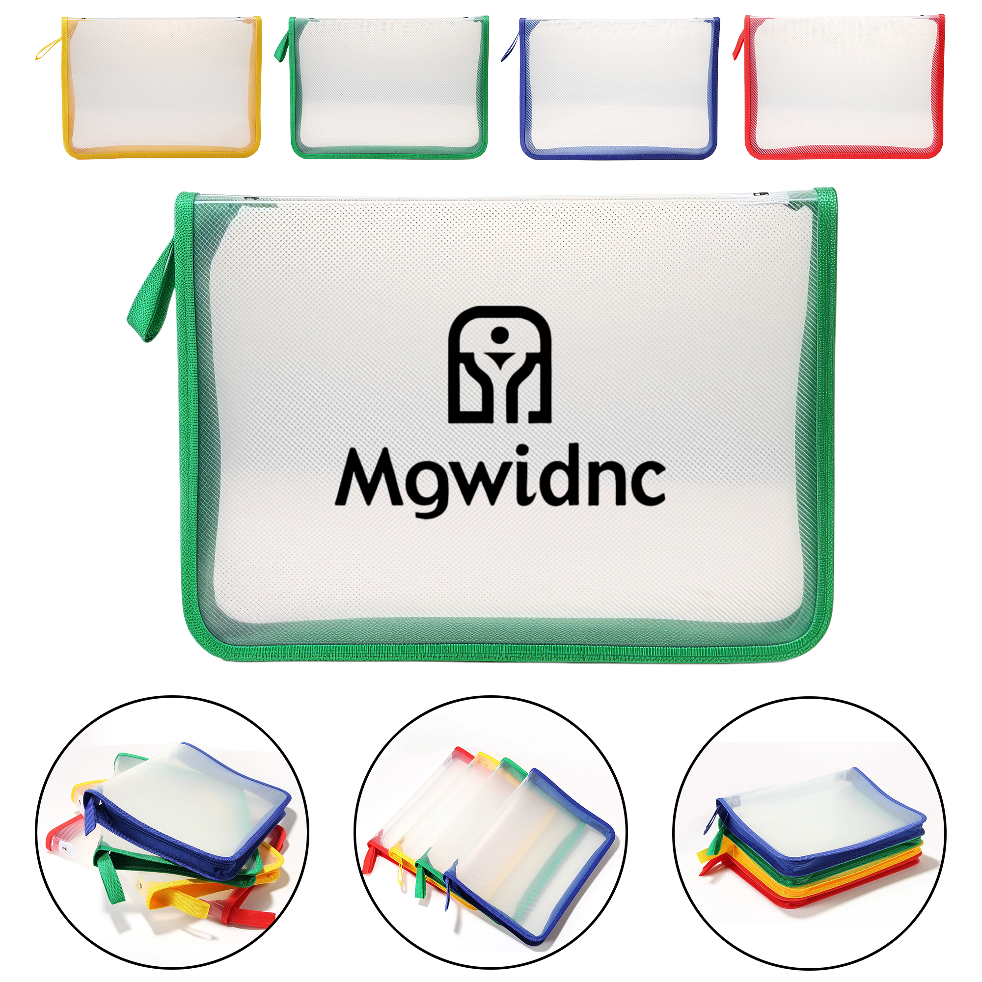 A4 Clear Twill PP Zipper File Folder, Large Capacity