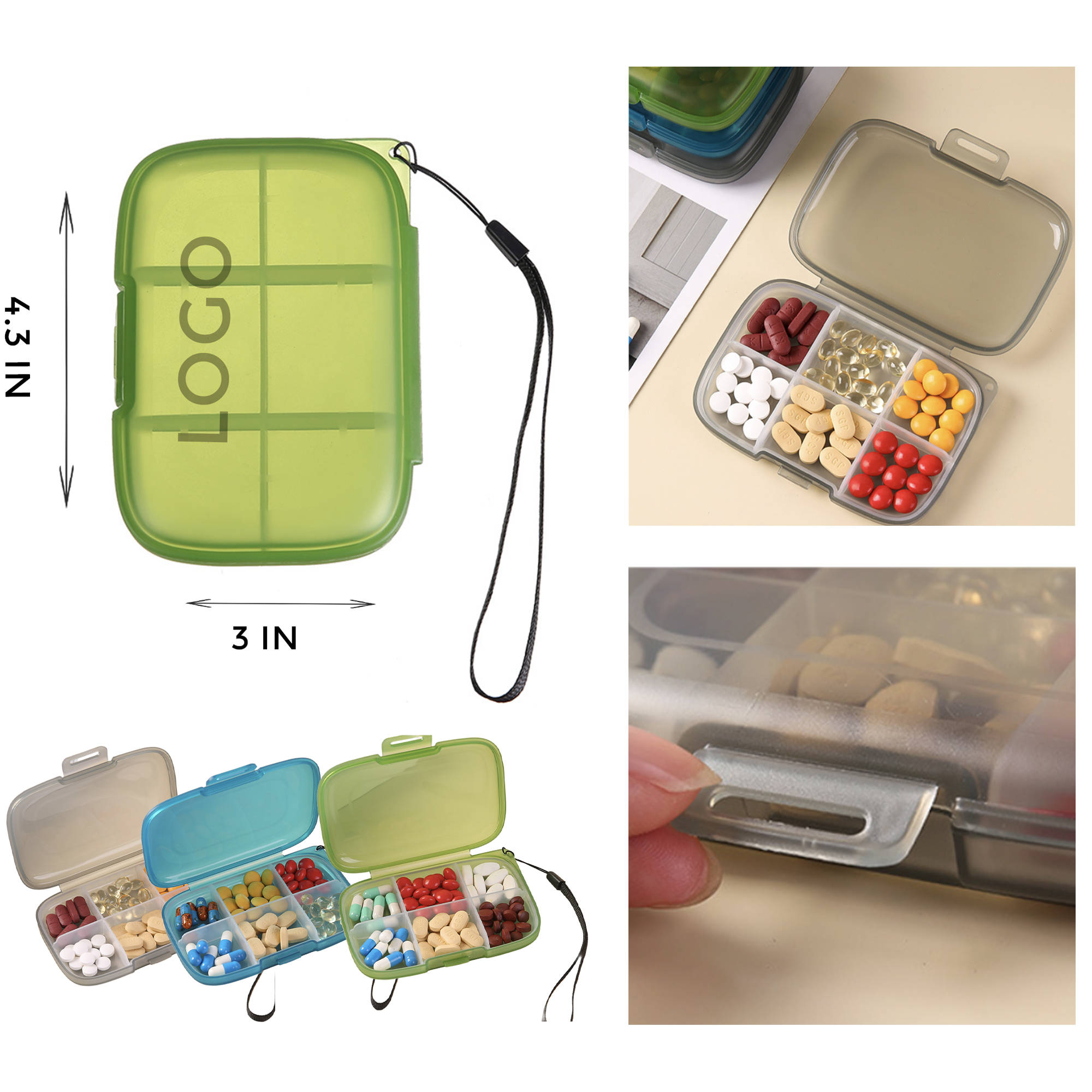 MOQ 10 PCS Versatile 6 Compartments Pill Organizer 1