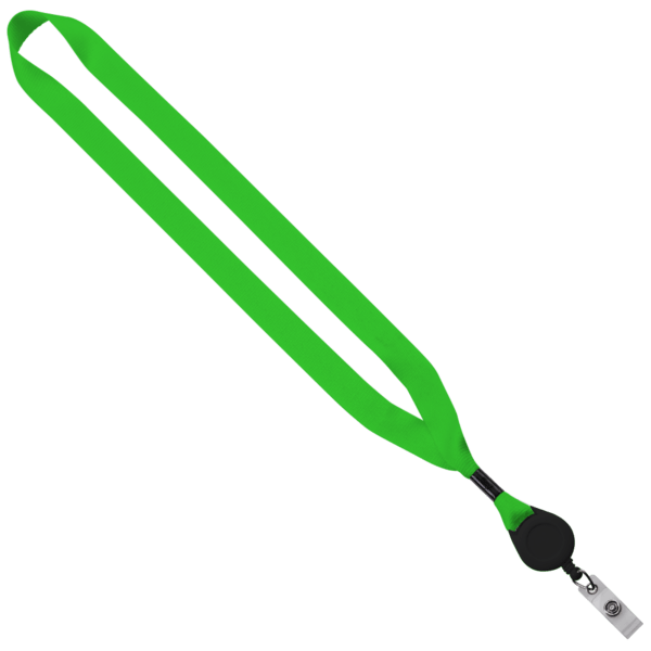 3/4" Polyester Lanyard with Metal Crimp & Retractable Badge Reel 377