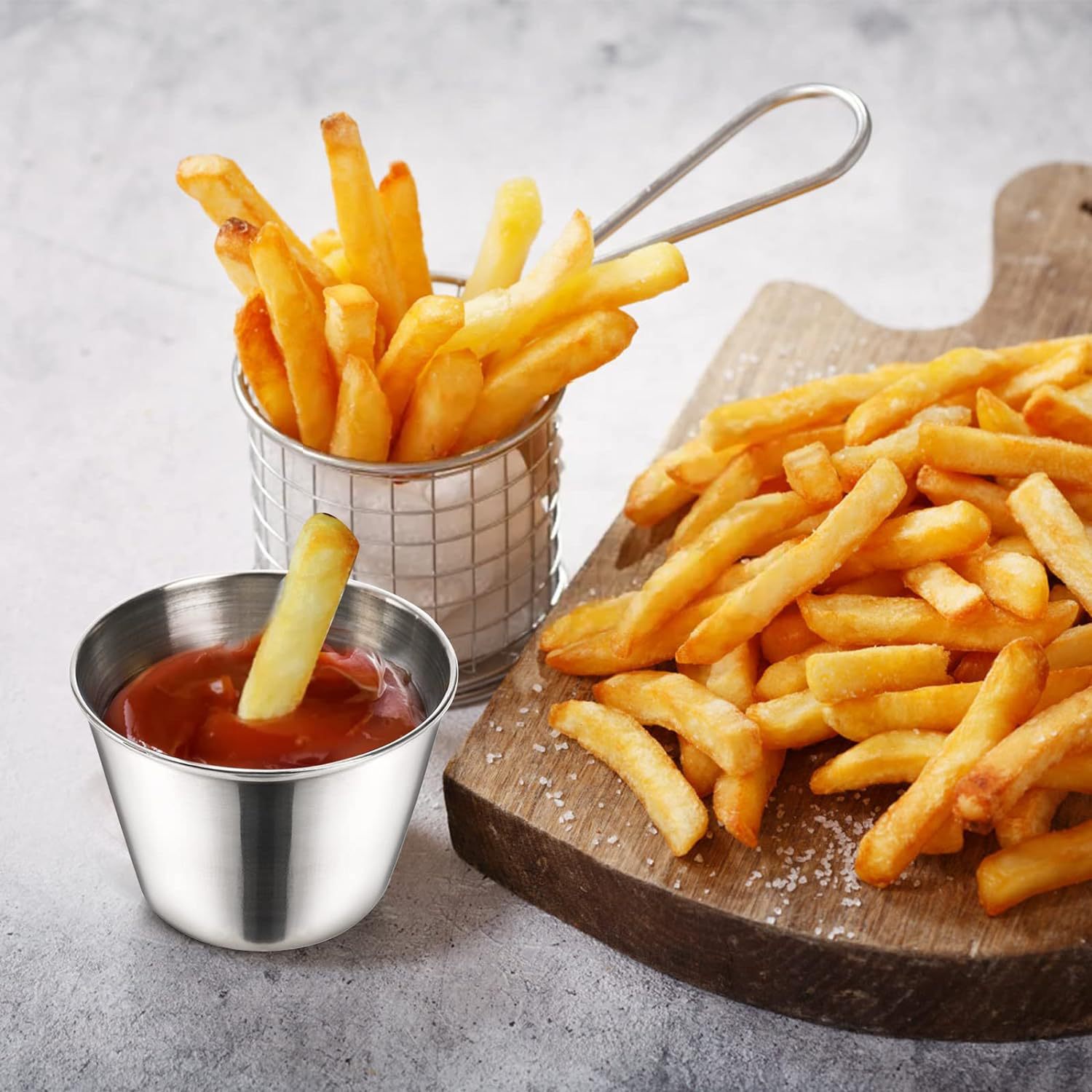 Stainless Steel Sauce Cup Dipping Saucer 1.5 Oz/2.5 Oz/3.5 oz 4