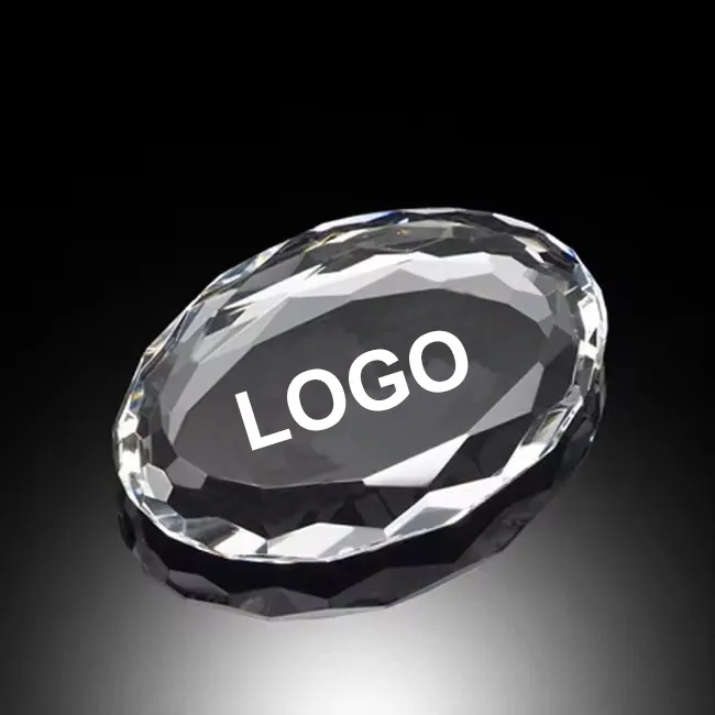 Imprinted 3D Crystal Oval Paperweights 4
