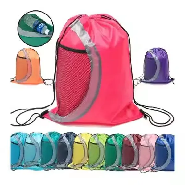 Heavy Duty Drawstring Cinch Up Side Mesh Pocket Backpack 7