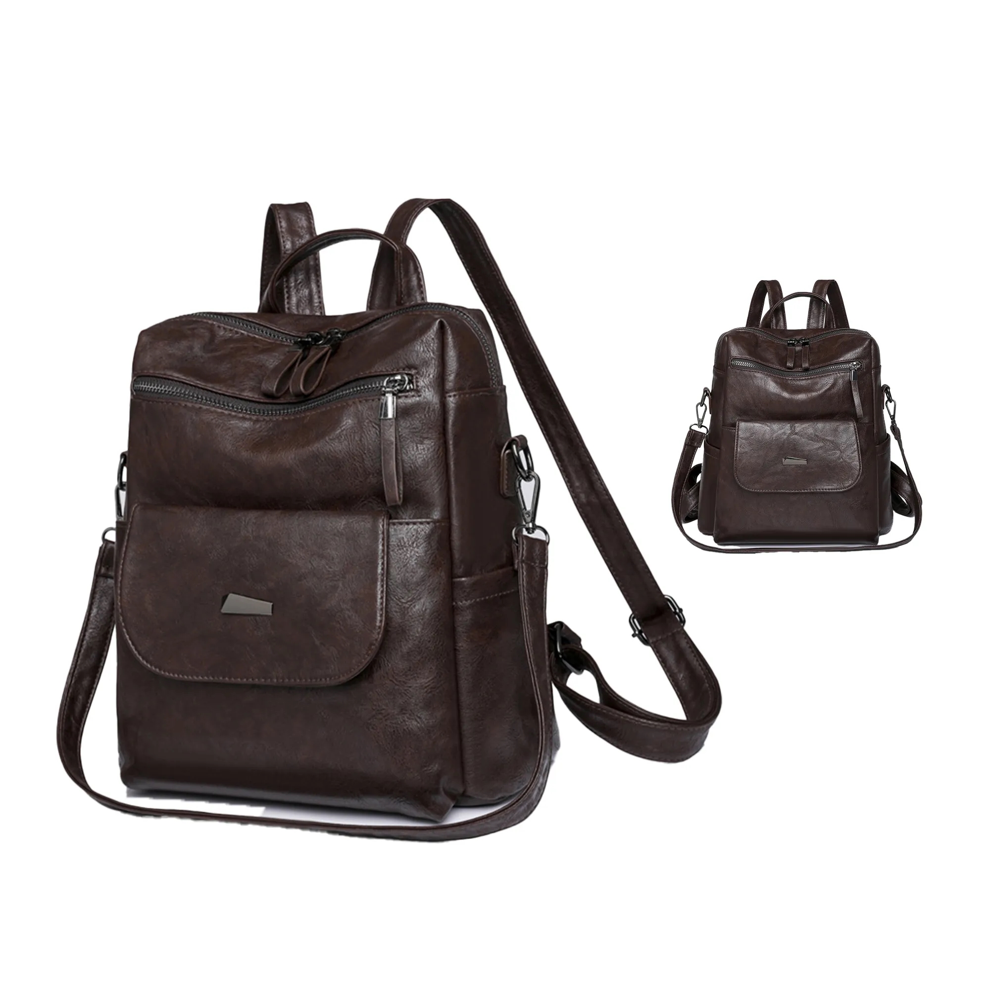 PU Leather Convertible Backpack 4