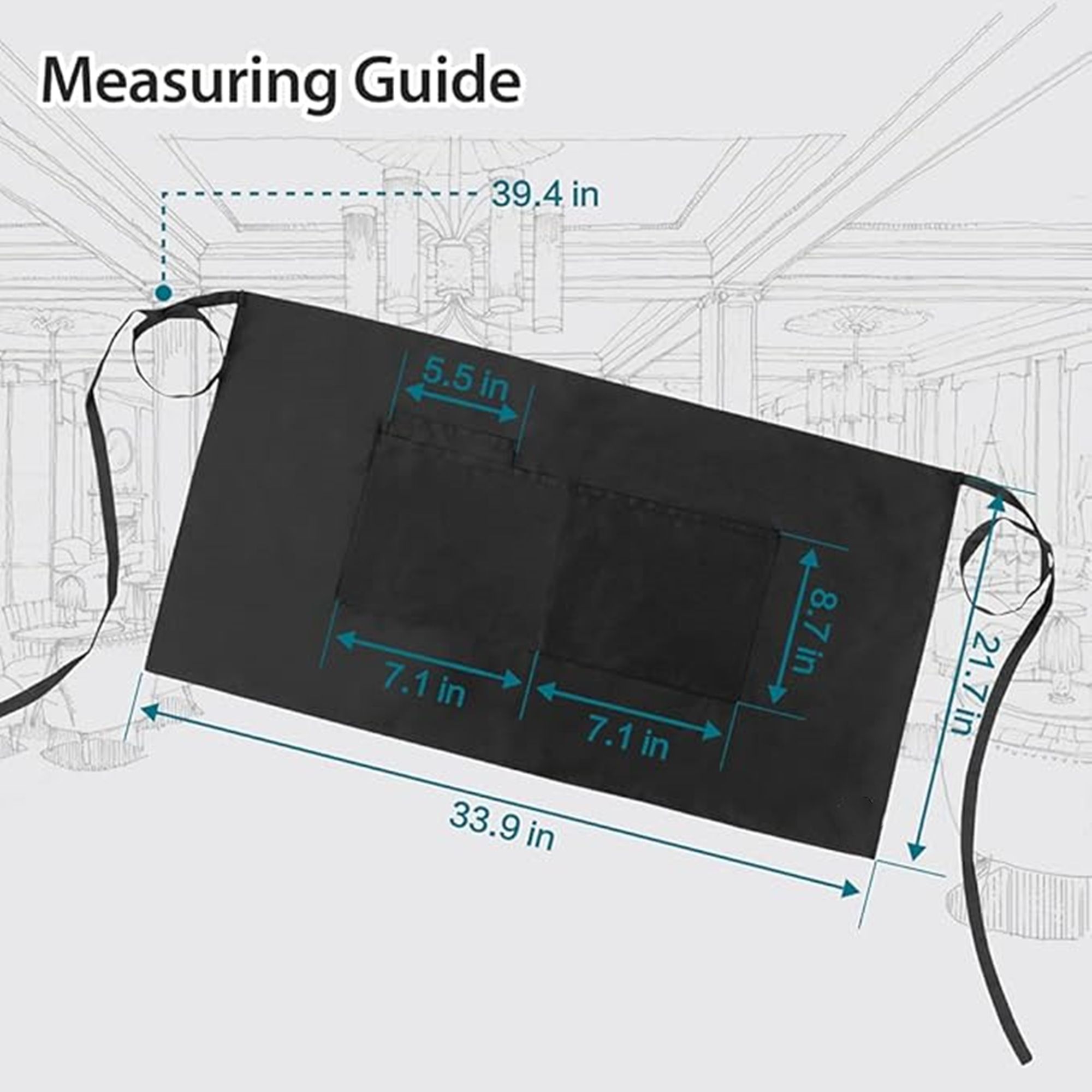 Server Apron With 3 Pockets 1