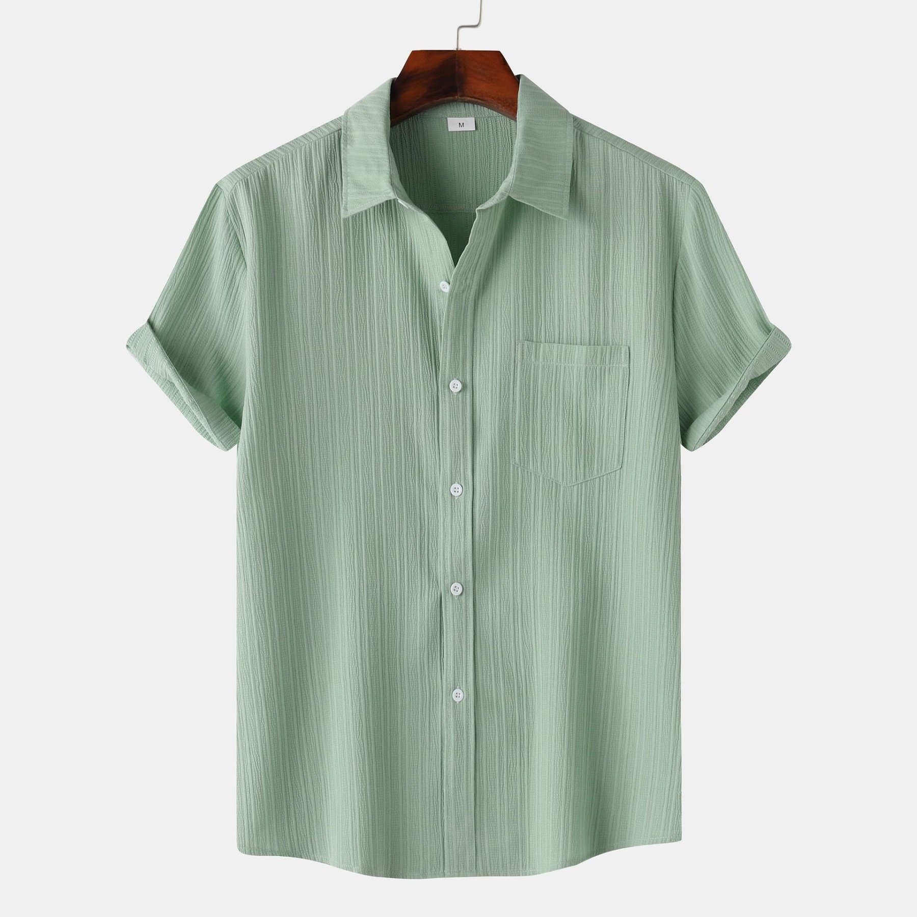 Men's Short Sleeved Solid Color Shirt Top 6