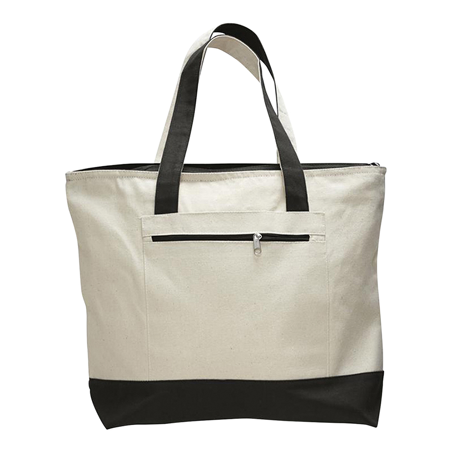 DailyMate Heavy Canvas Zipper Tote Bag with Color Handles, custom tote bag with logo imprint 16
