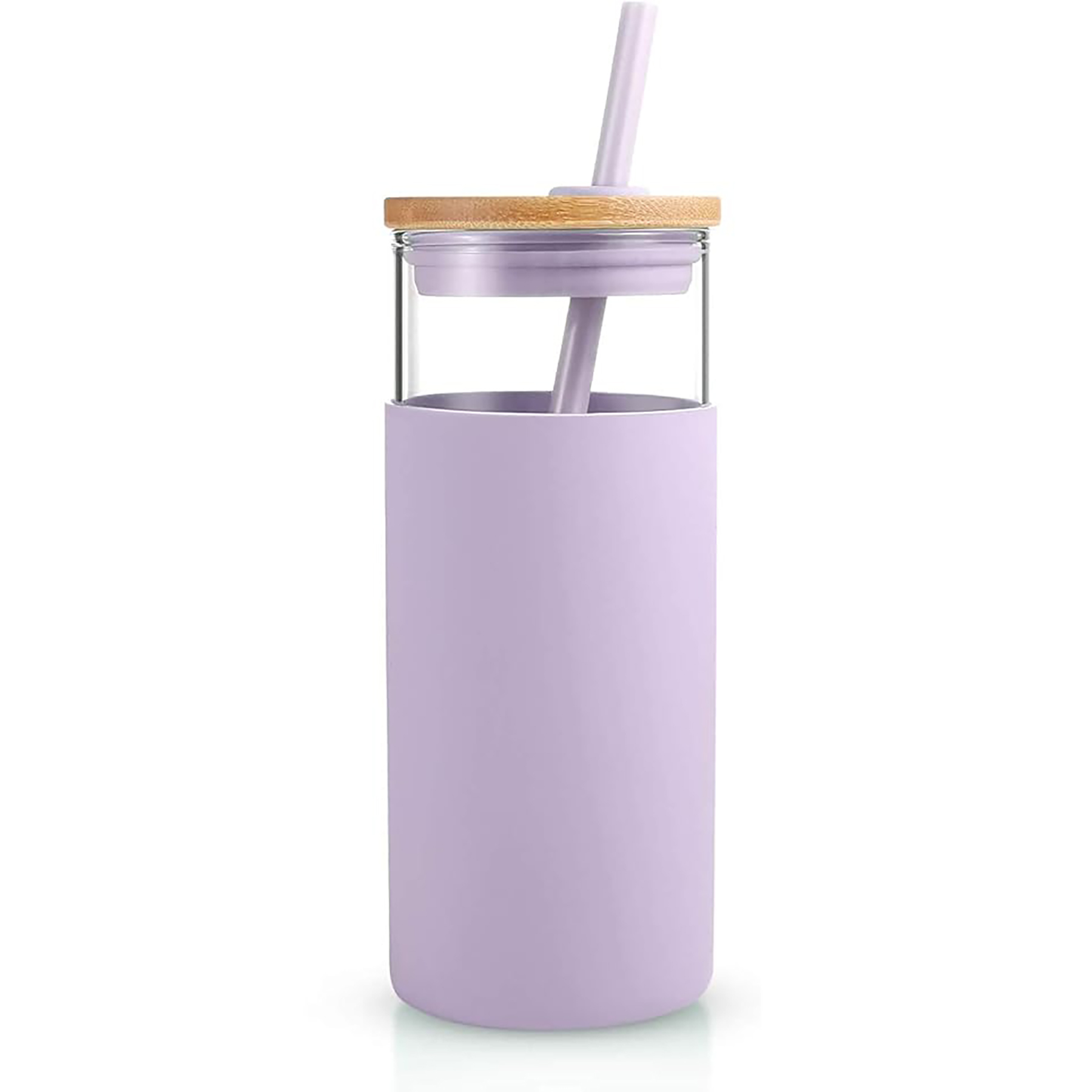 20 Oz Glass with Bamboo Lid and Straw 28