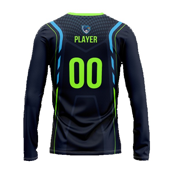 Men's Custom Full Sublimation Long Sleeve Soccer Jersey - 2-Way Stretch PolySpandex Interlock 2
