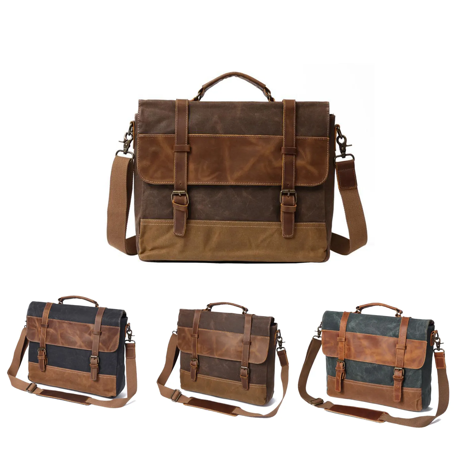 Canvas Leather Computer Laptop Bag 1