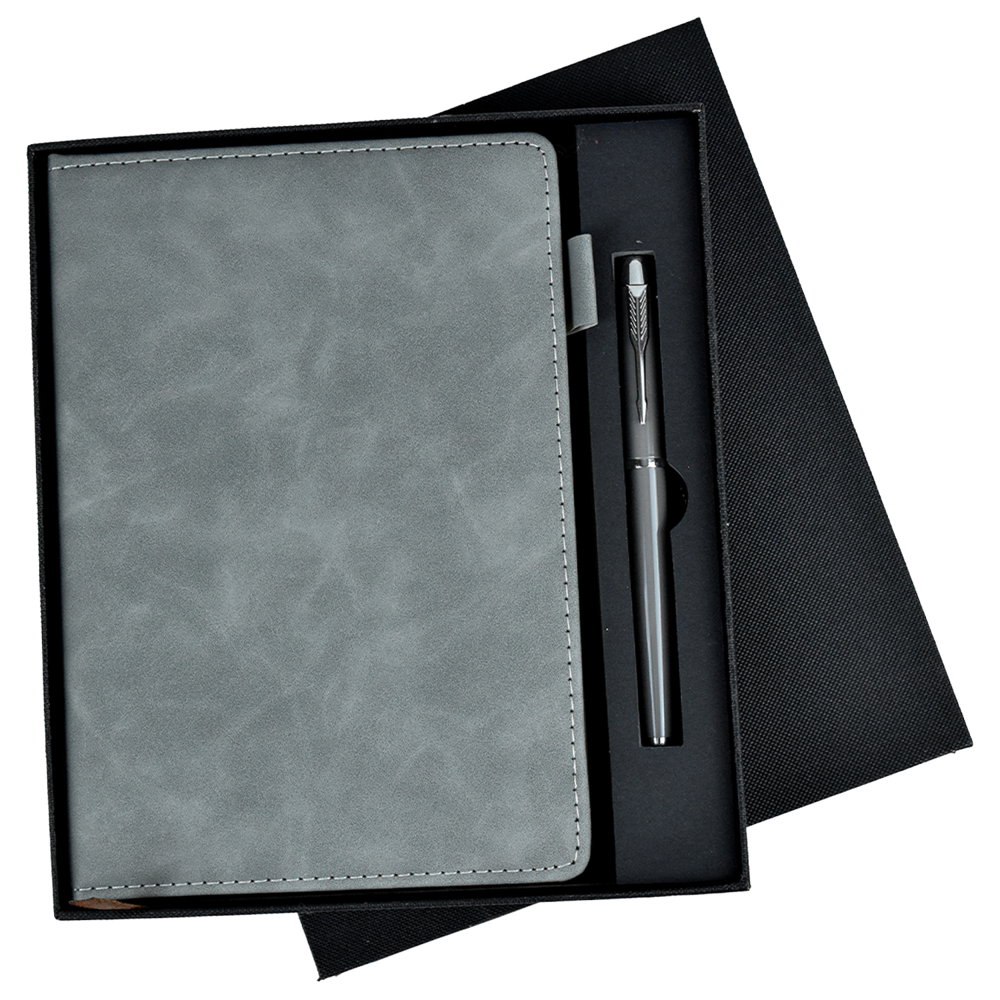 TiTUS® Executive Velveteen PU Lather A5 Notebook, Pen in EVA Case Gift Set