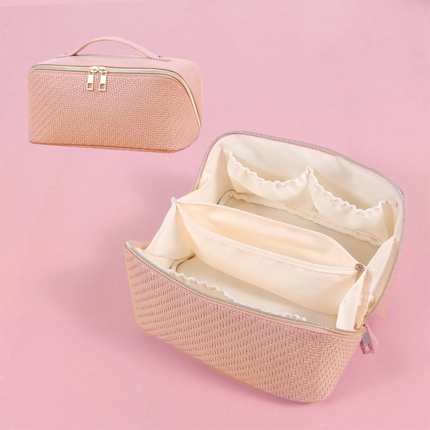Makeup Bag PU Leather Waterproof Portable 3