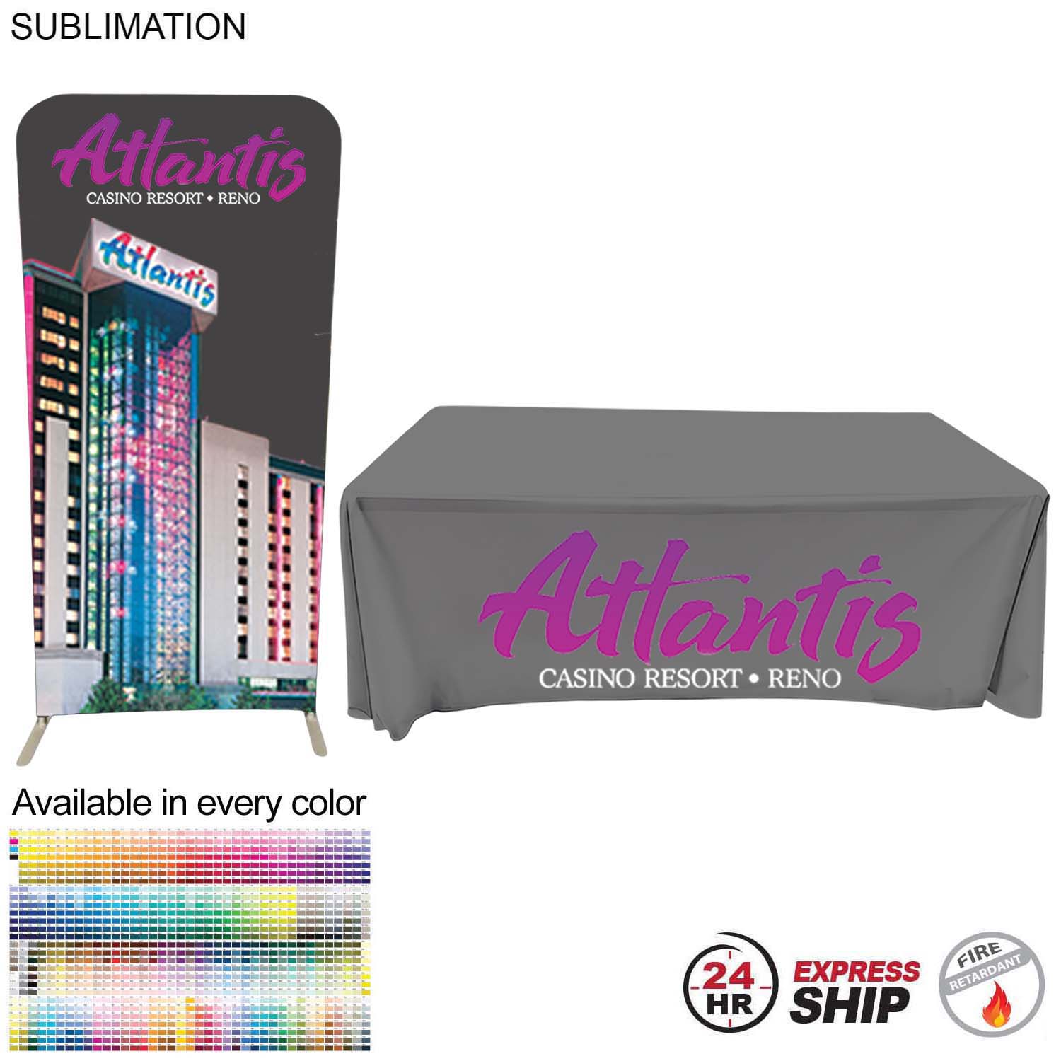 24Hr Express Ship-Tradeshow Booth Package, 3'Wide EuroFit Tension Fabric Display & 6' Sub Tablecloth 5