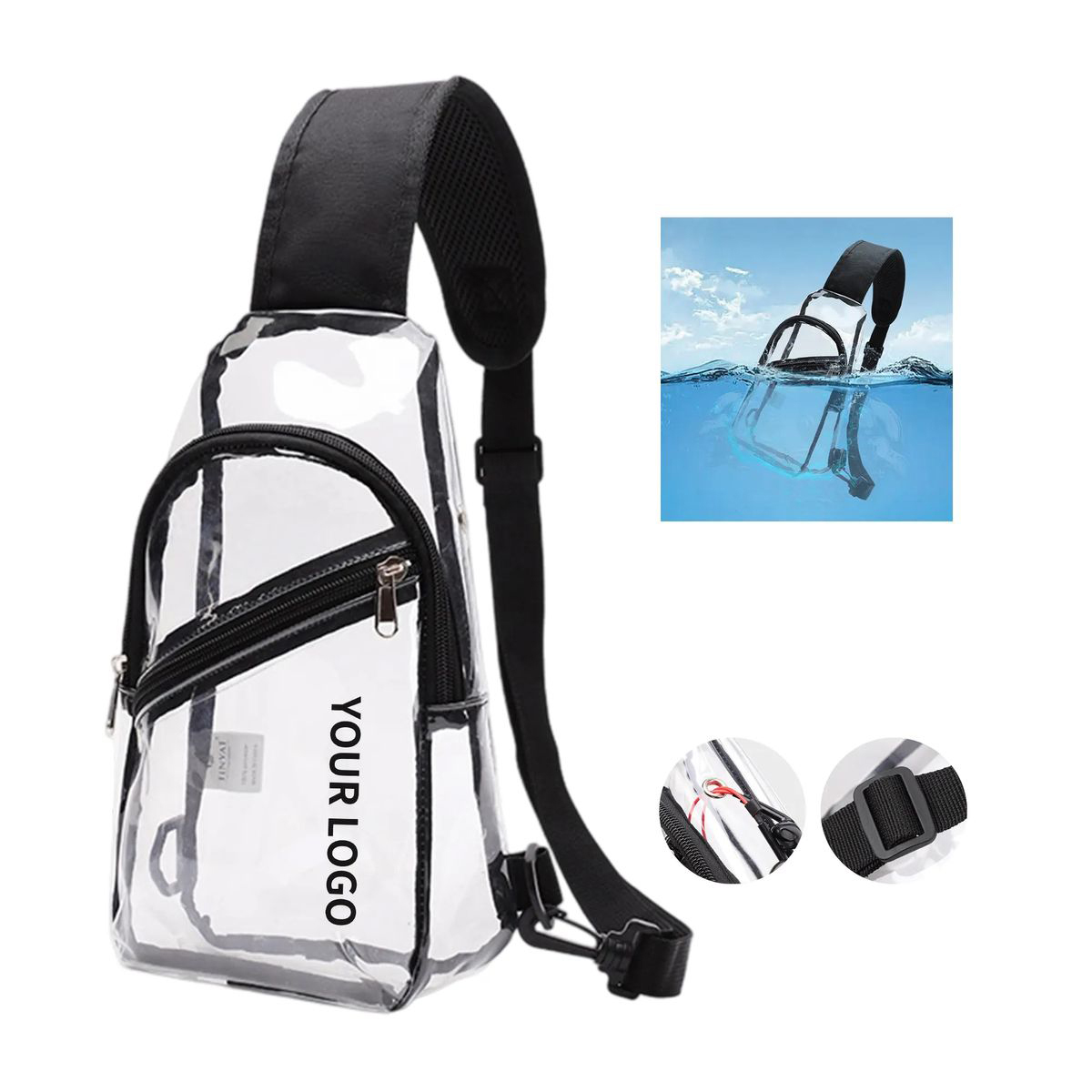 Clear PVC Crossbody Bag with Front Accessory Pocket 2