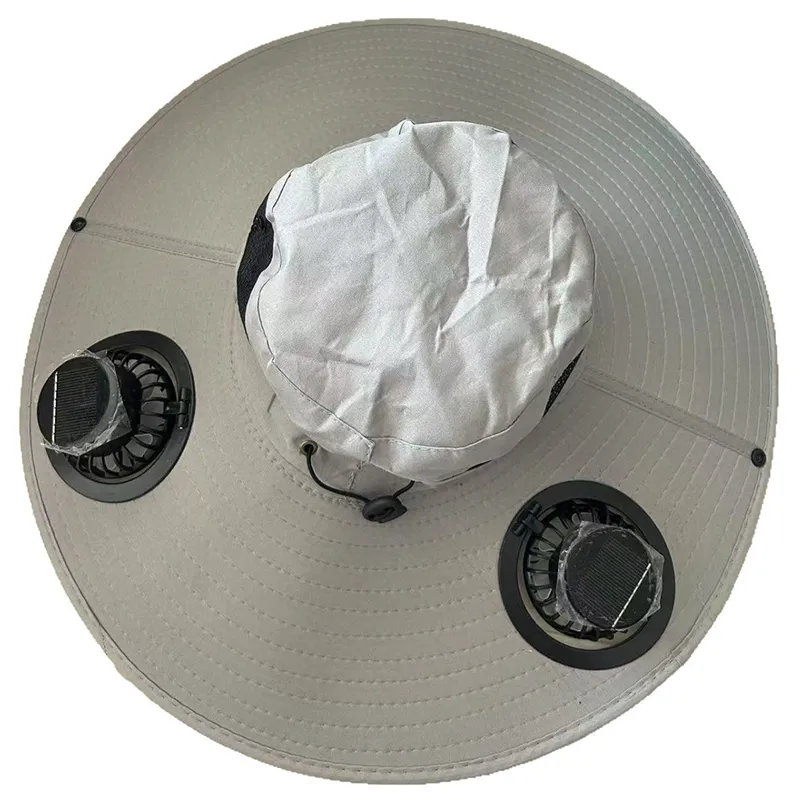 Wide Brim Sun Hat with 2 Solar Fan 5