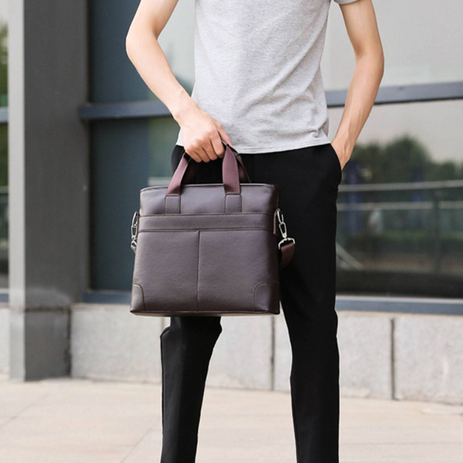 PU Crossbody Business Briefcase Laptop Bag 2
