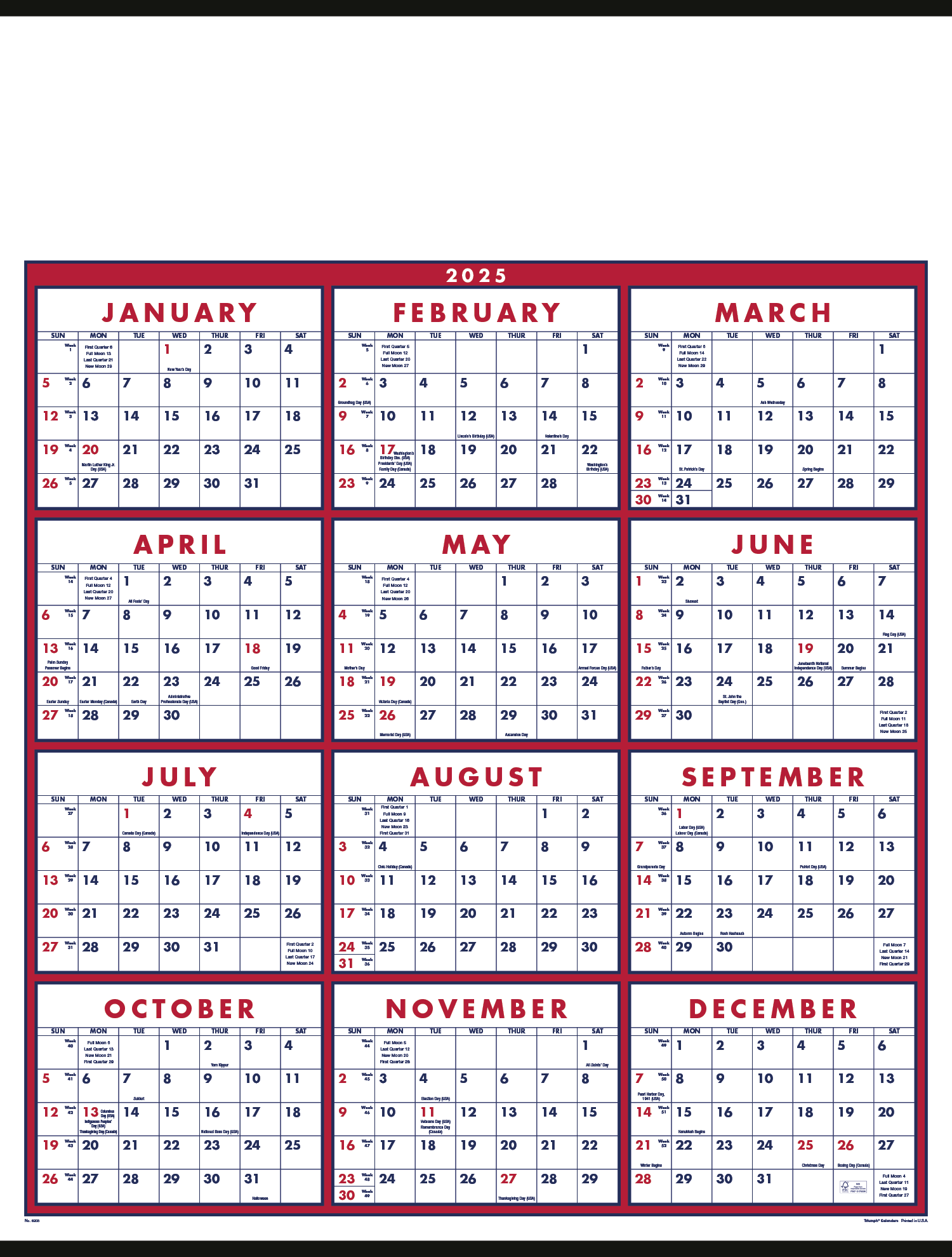 Triumph® Calendars Black & White Span-A-Year Non-Laminated Calendar 1