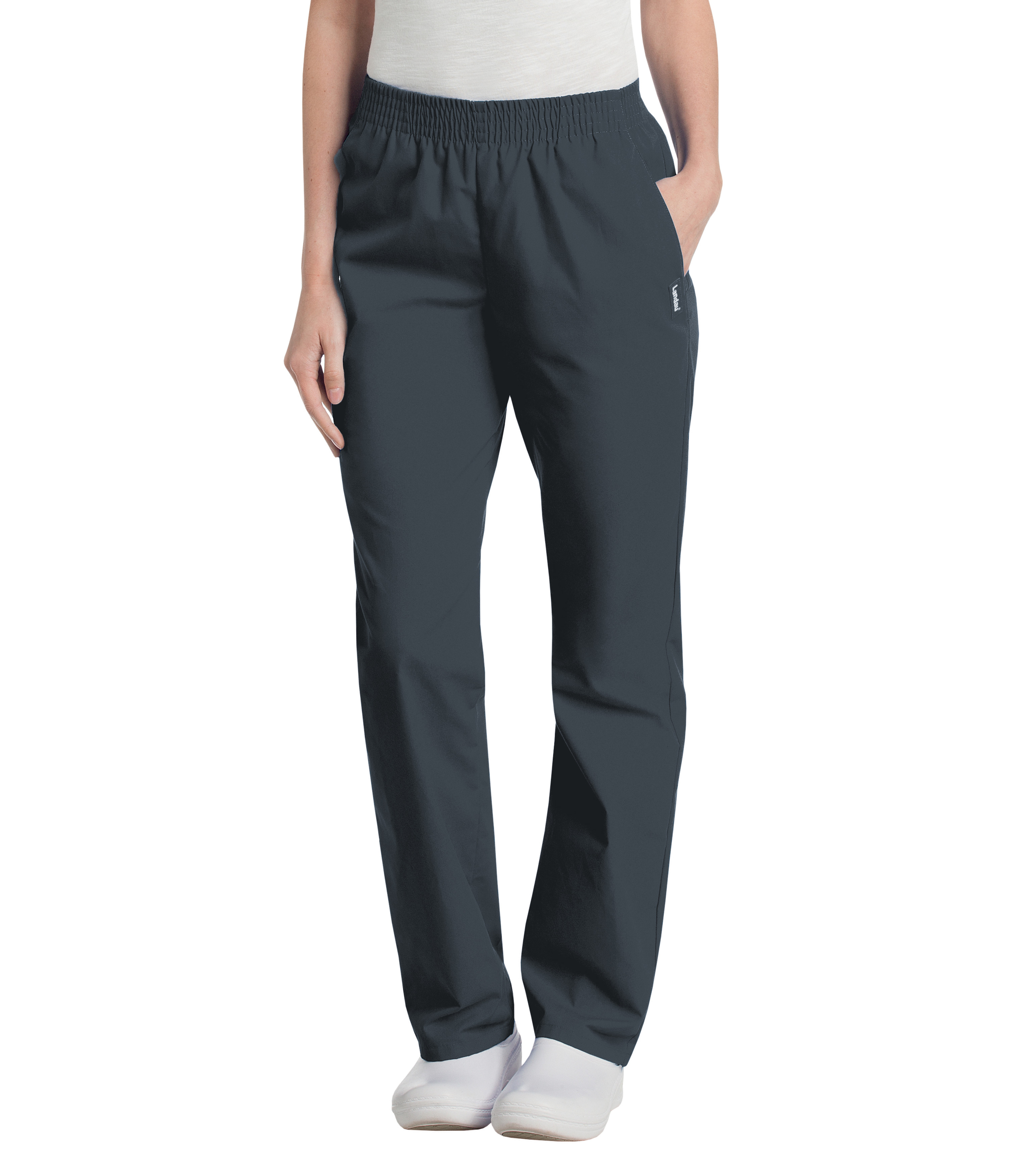 Landau - Essentials - Women's Two-Pocket High-Rise Elastic Waist Straight Leg Pant 12