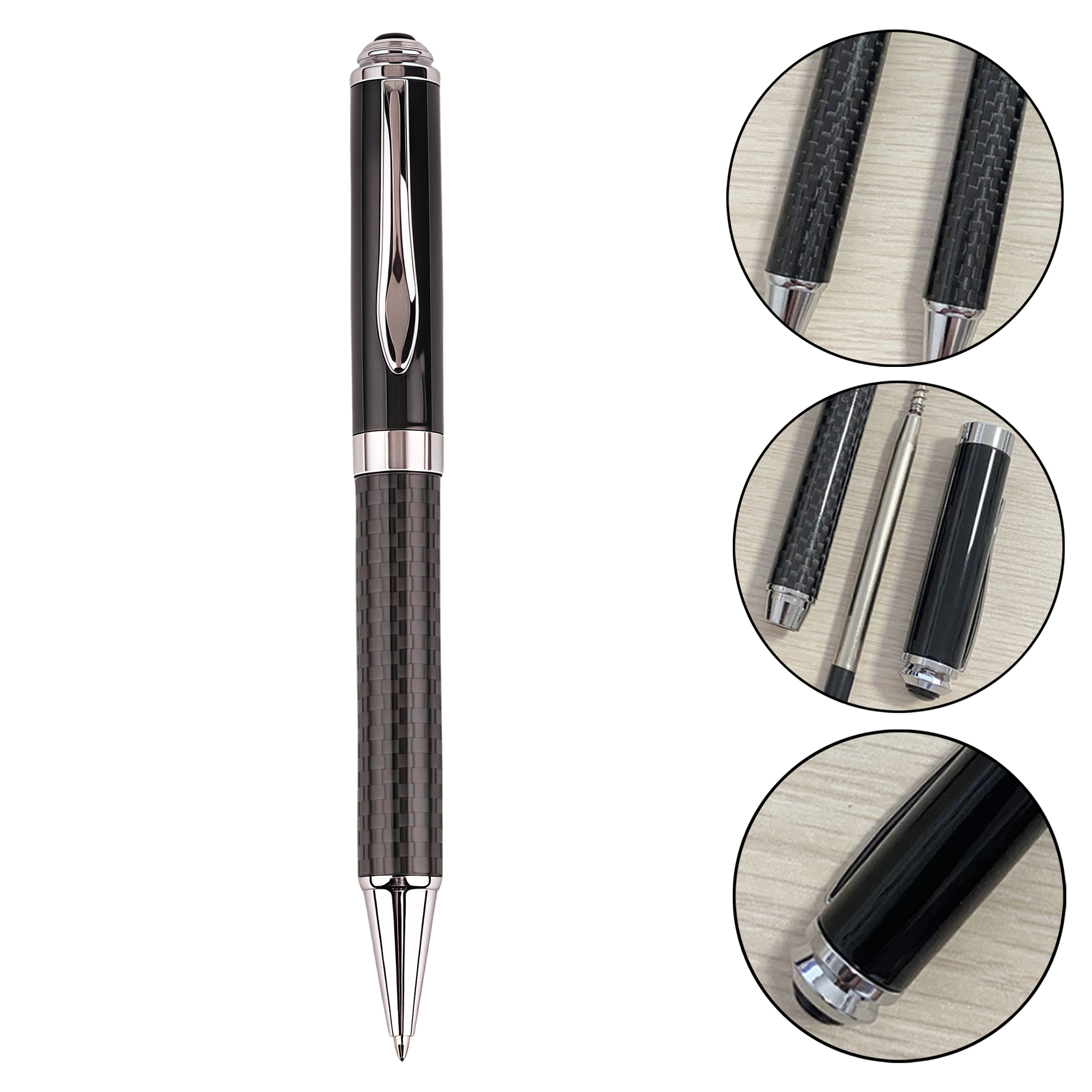 Multi-Color Carbon Fiber Metal Twist Ballpoint Pen - Smooth Writing 3