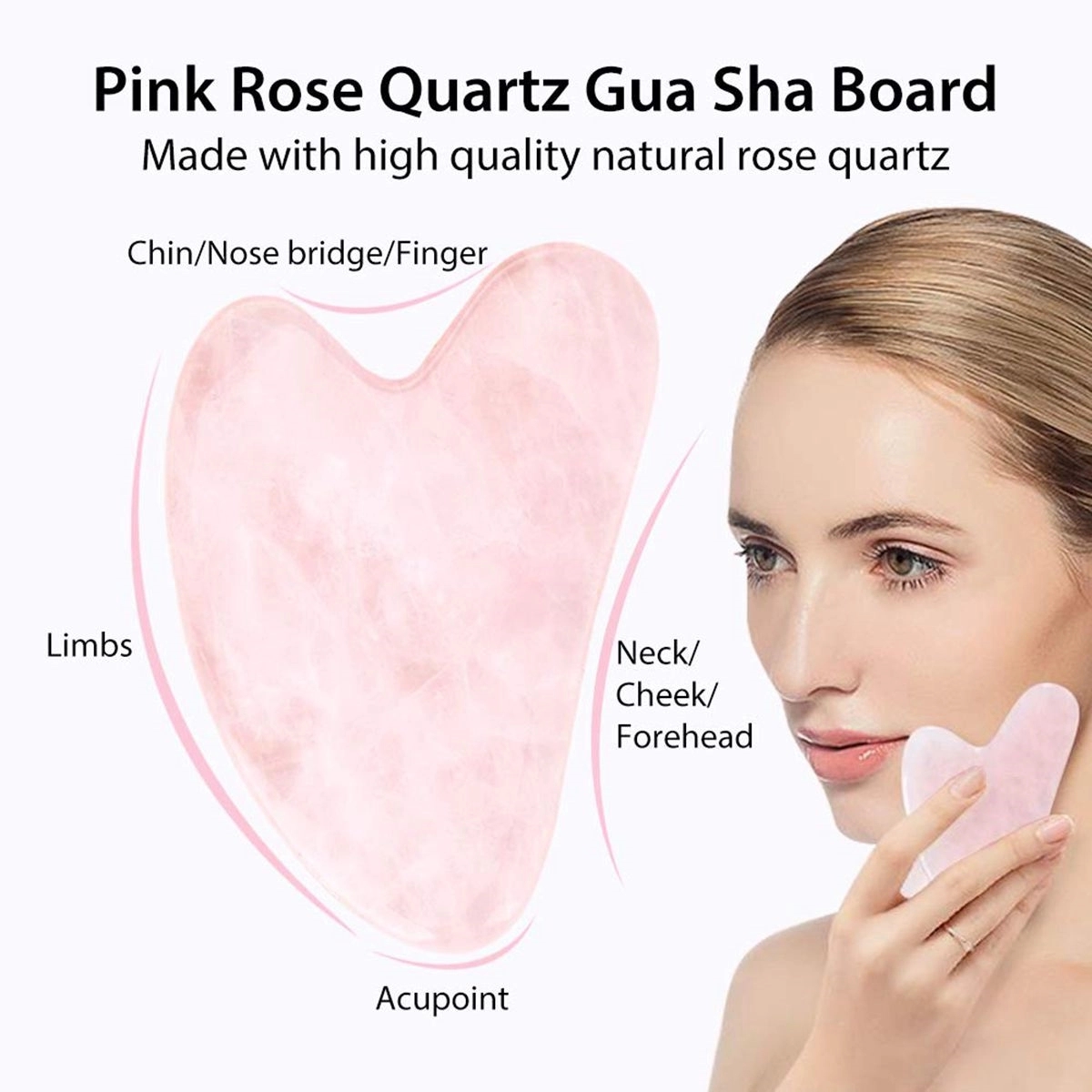 Rose Quartz Facial Jade Roller Gua Sha Set 5