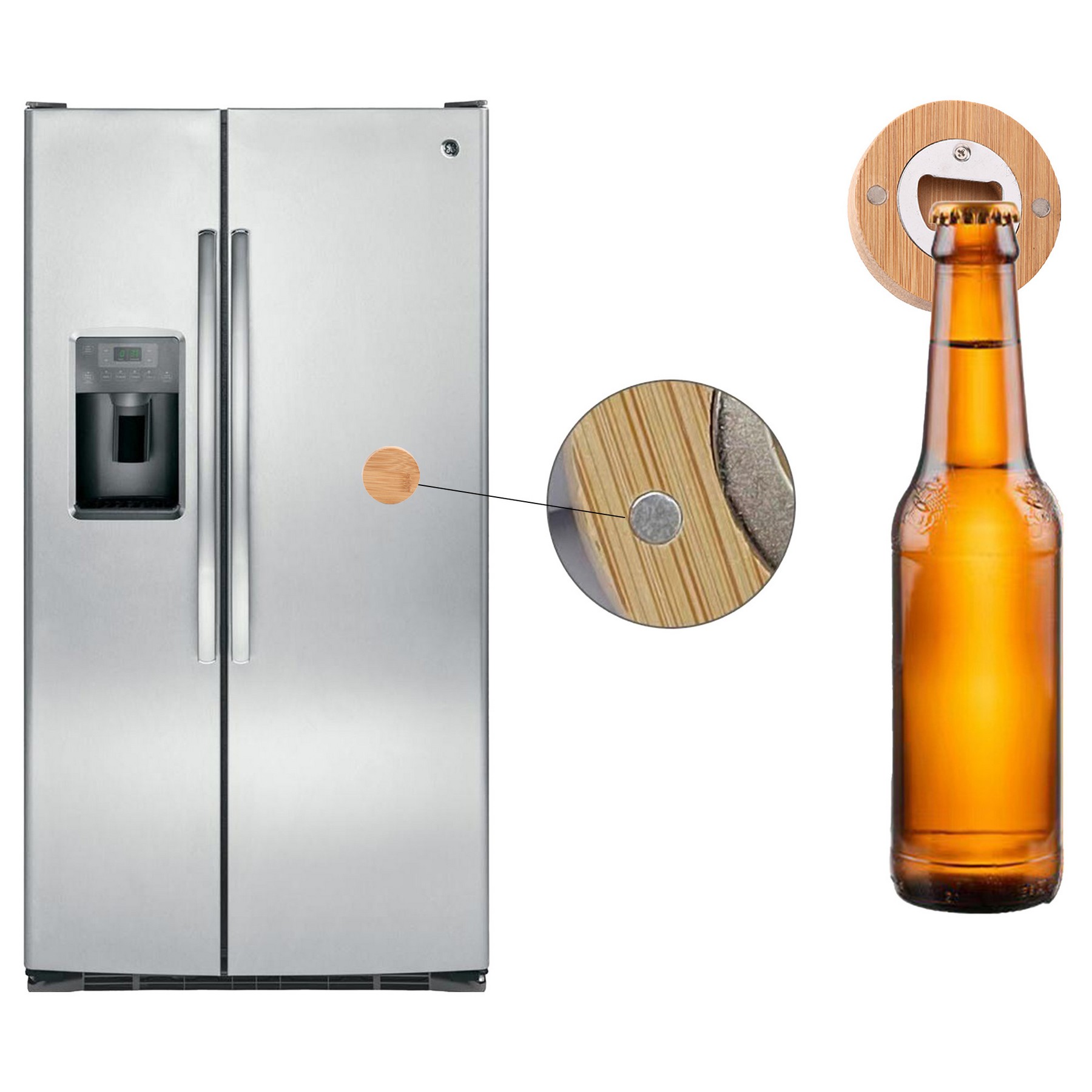 Bamboo Round Shape Bottle Openers 3