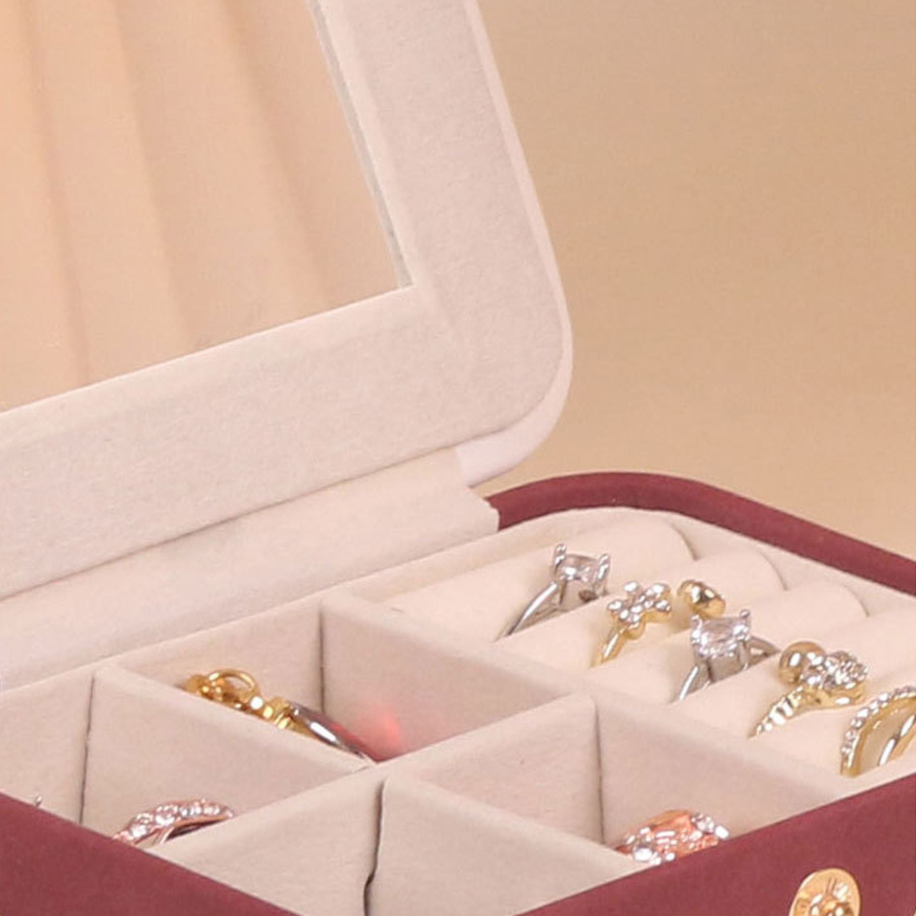Mini Portable Jewelry Box with Mirror 2