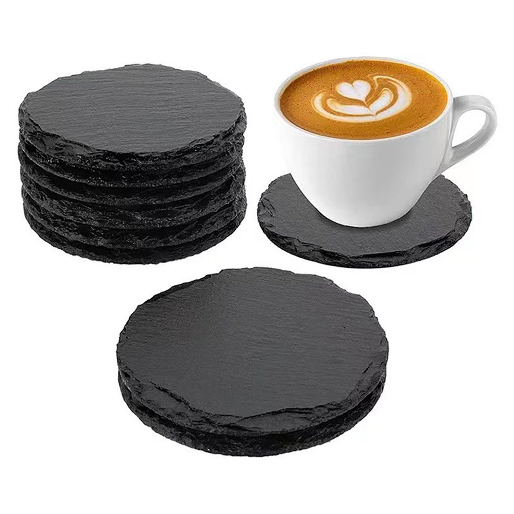 Natural Heart-Shaped Circular Slate Coaster 5