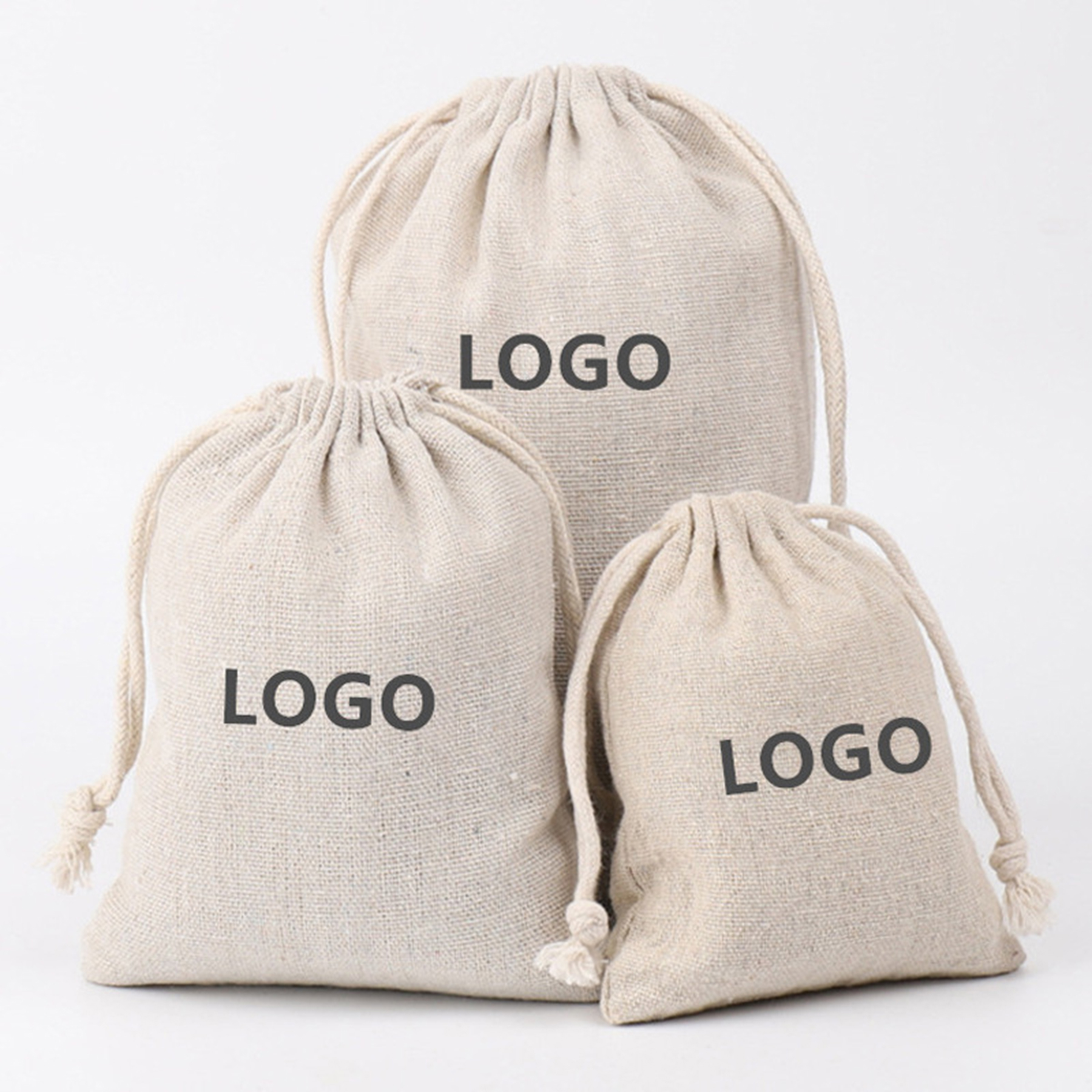 Custom Size Jute With Drawstring Linen Gift Bag 2