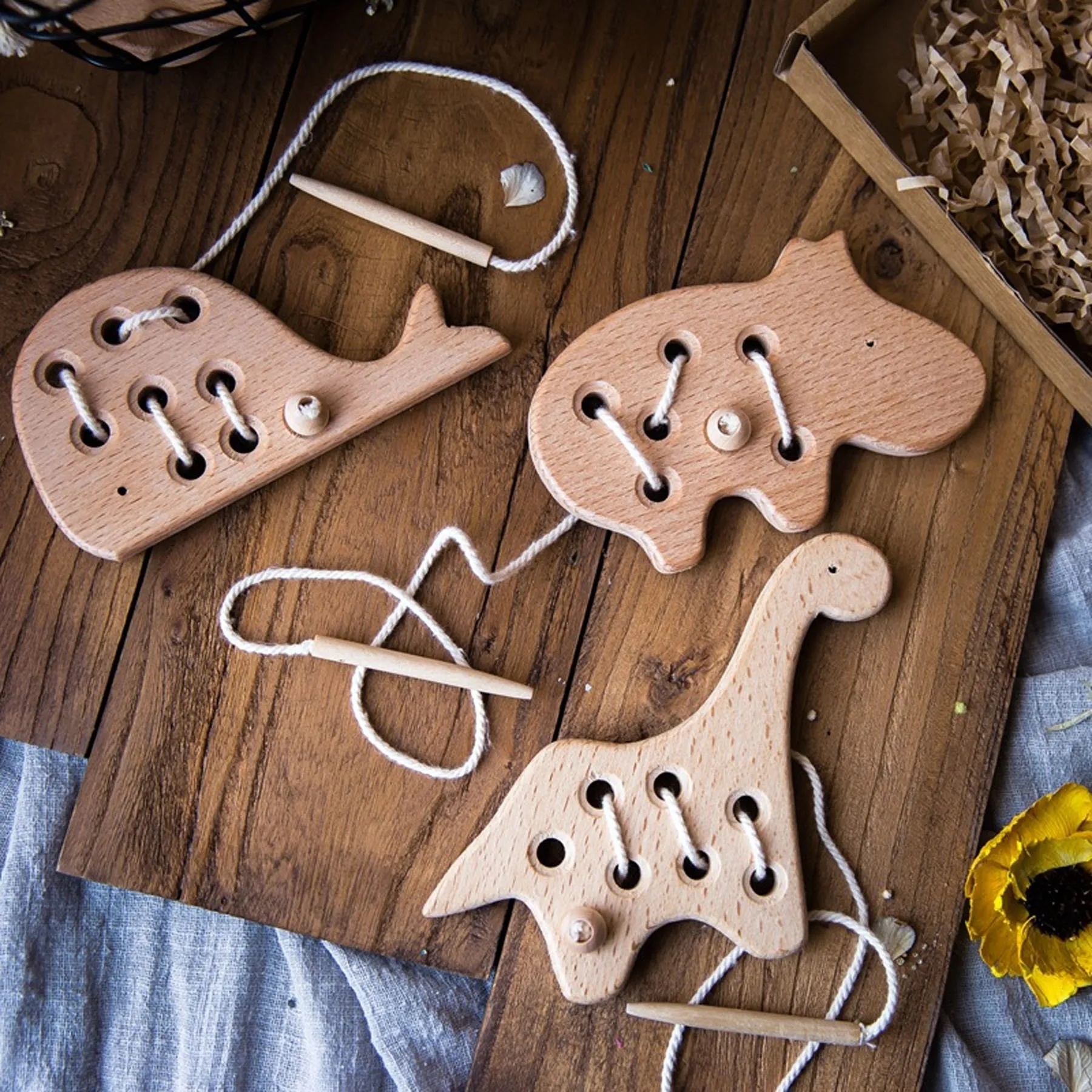 Beech Wood Threading Animal Toy 1
