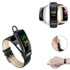2 In 1 Ear Buds With Leather Band Fitness Tracker Bracelet 17