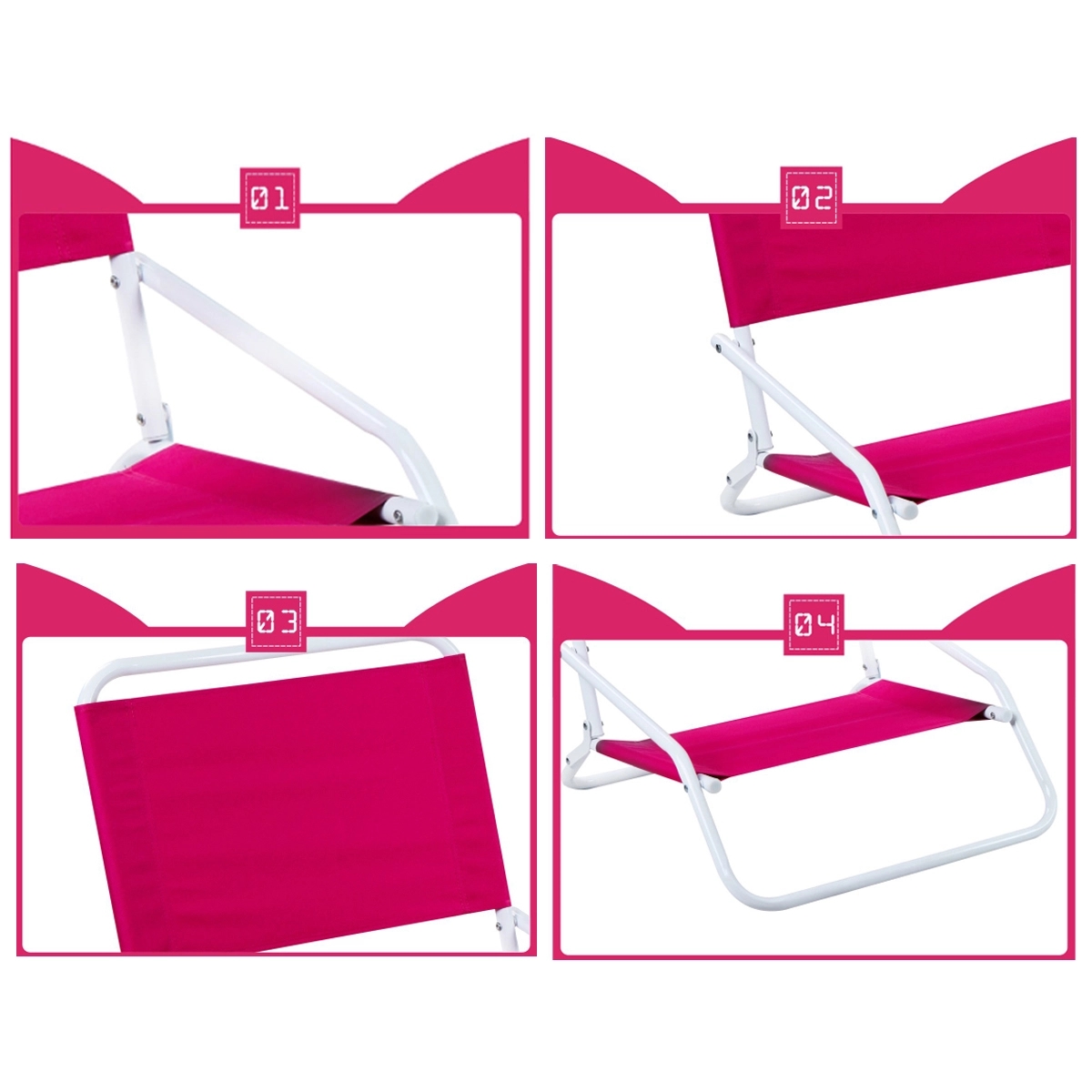 1-Position Beach Folding Sand Sun Chair 4