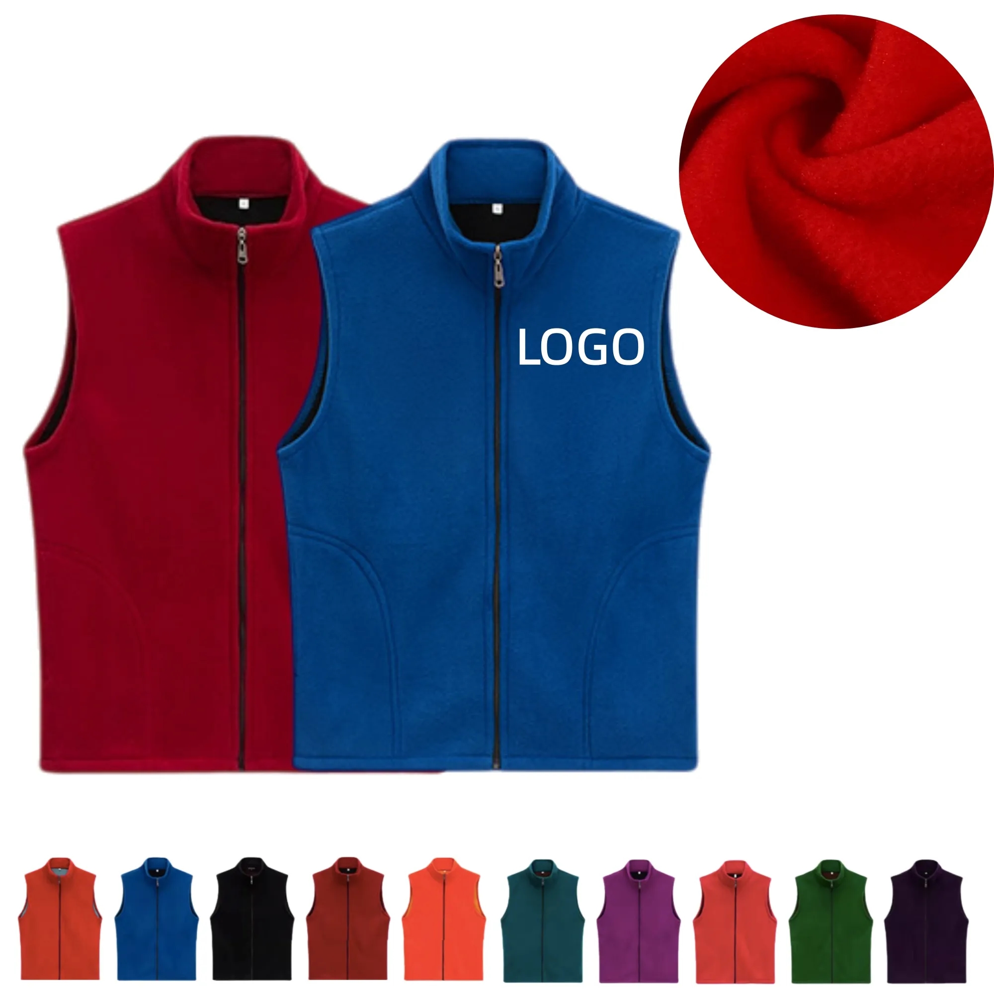 Unisex Full Zip Fleece Lined Vest Winter Sleeveless Gilet