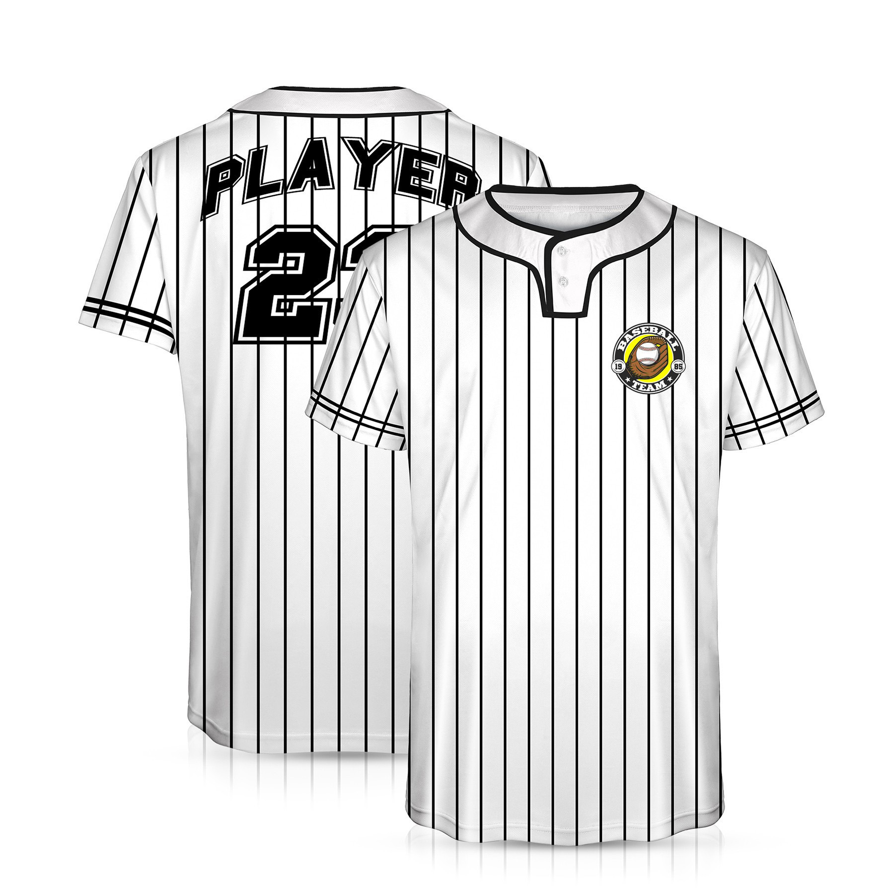 Custom 2-Button Front Baseball Jersey (Full Color Dye Sublimated) 5